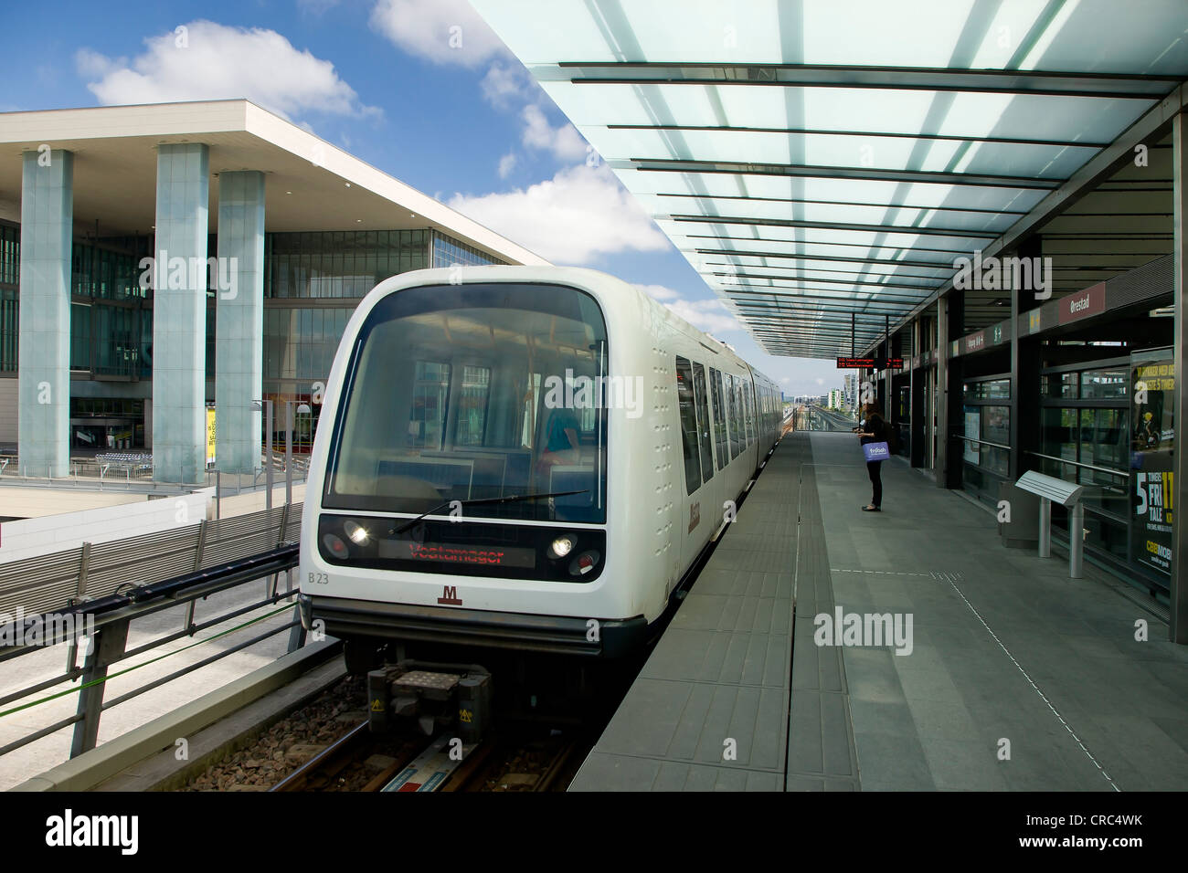 The Copenhagen Metro train at Orestad station, Denmark, Europe Stock Photo