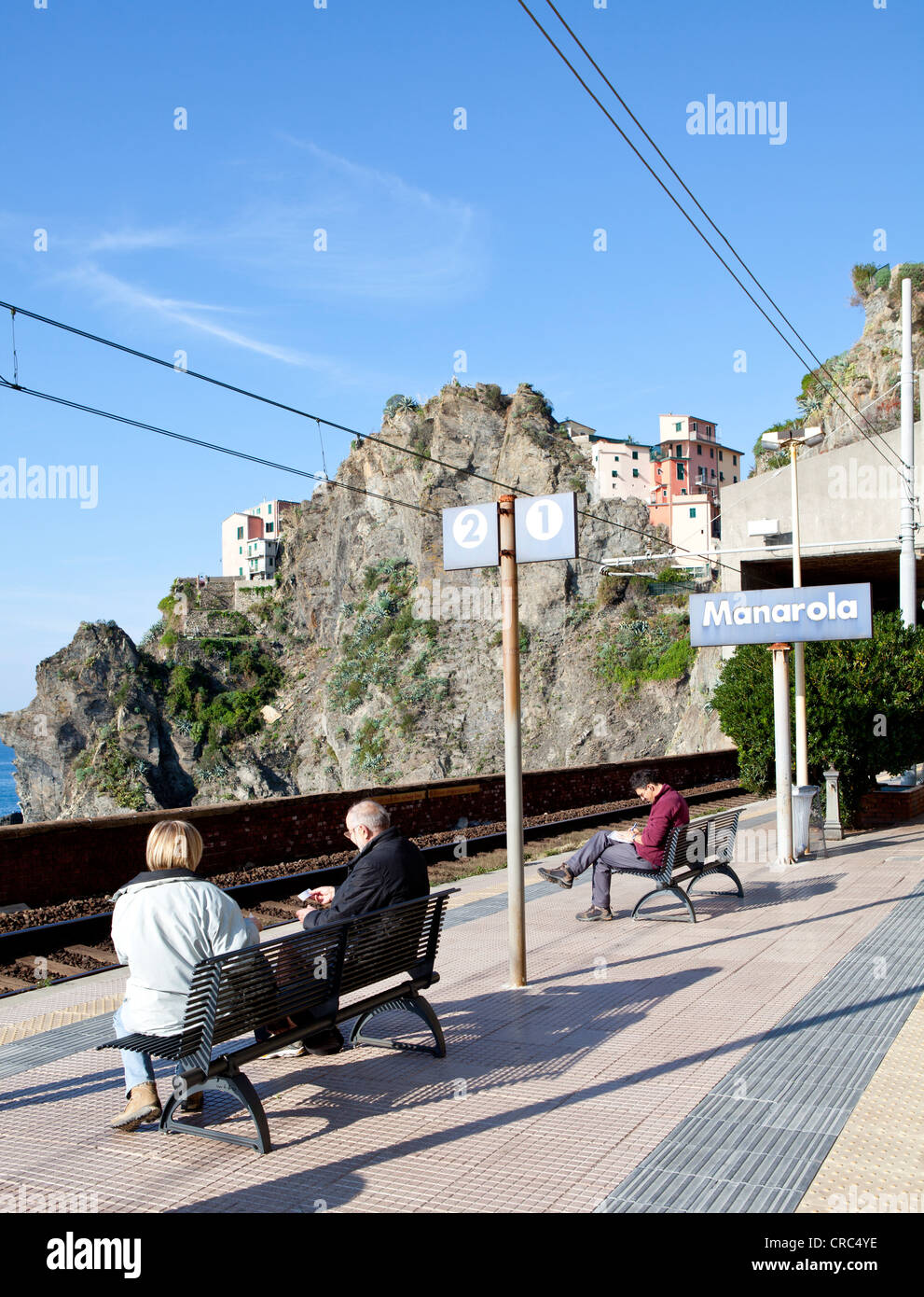 Manarola train station, Cinque Terre, Italy Stock Photo