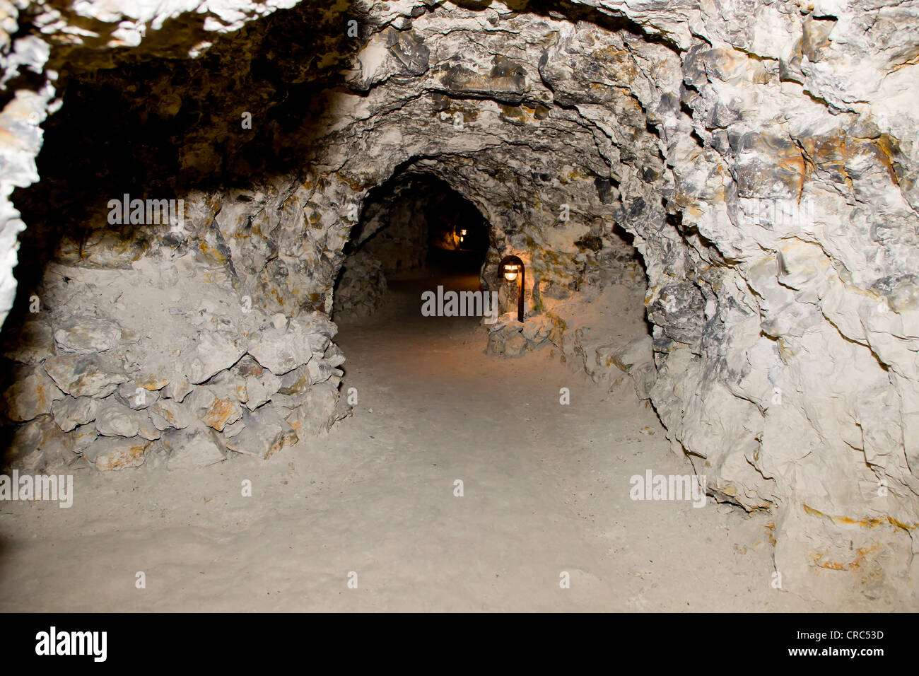 Inside Daugbjerg limestone mines near Viborg, Jutland, Denmark, Europe Stock Photo