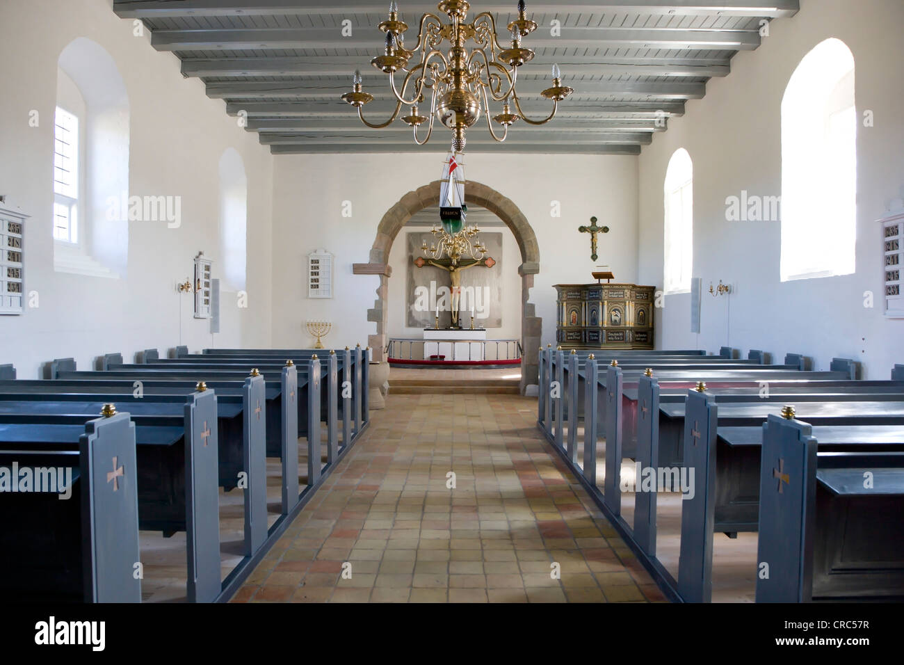 Inside Rubjerg church in Rubjerg, Northern Jutland, Denmark, Europe Stock Photo