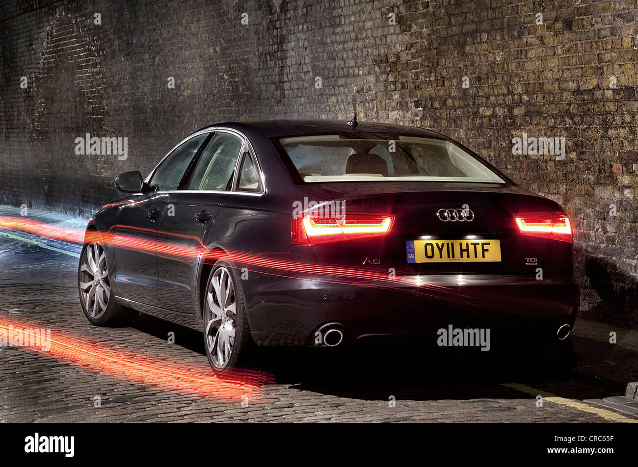 Audi A6 Quattro. in a London street at night Stock Photo