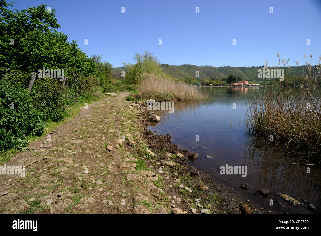 Lakeside path, Lake Vico, Lazio, Italy Stock Photo