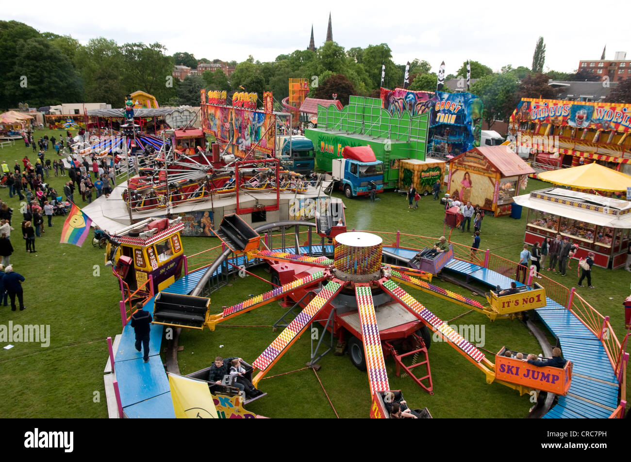 Fairground in Beacon Park Lichfield for traditional Bower celebrations