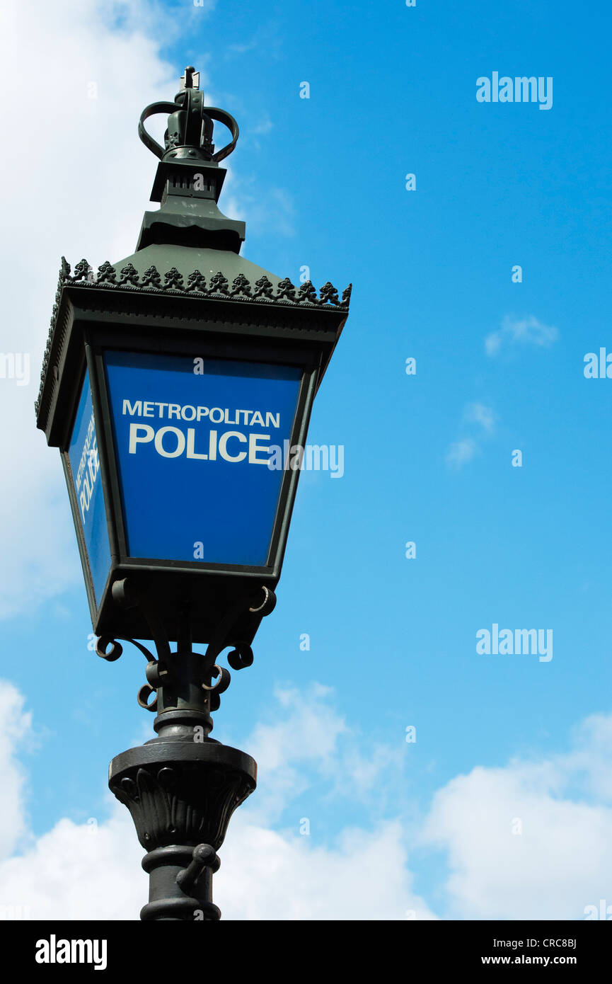 Metropolitan Police light against blue sky. London, England Stock Photo