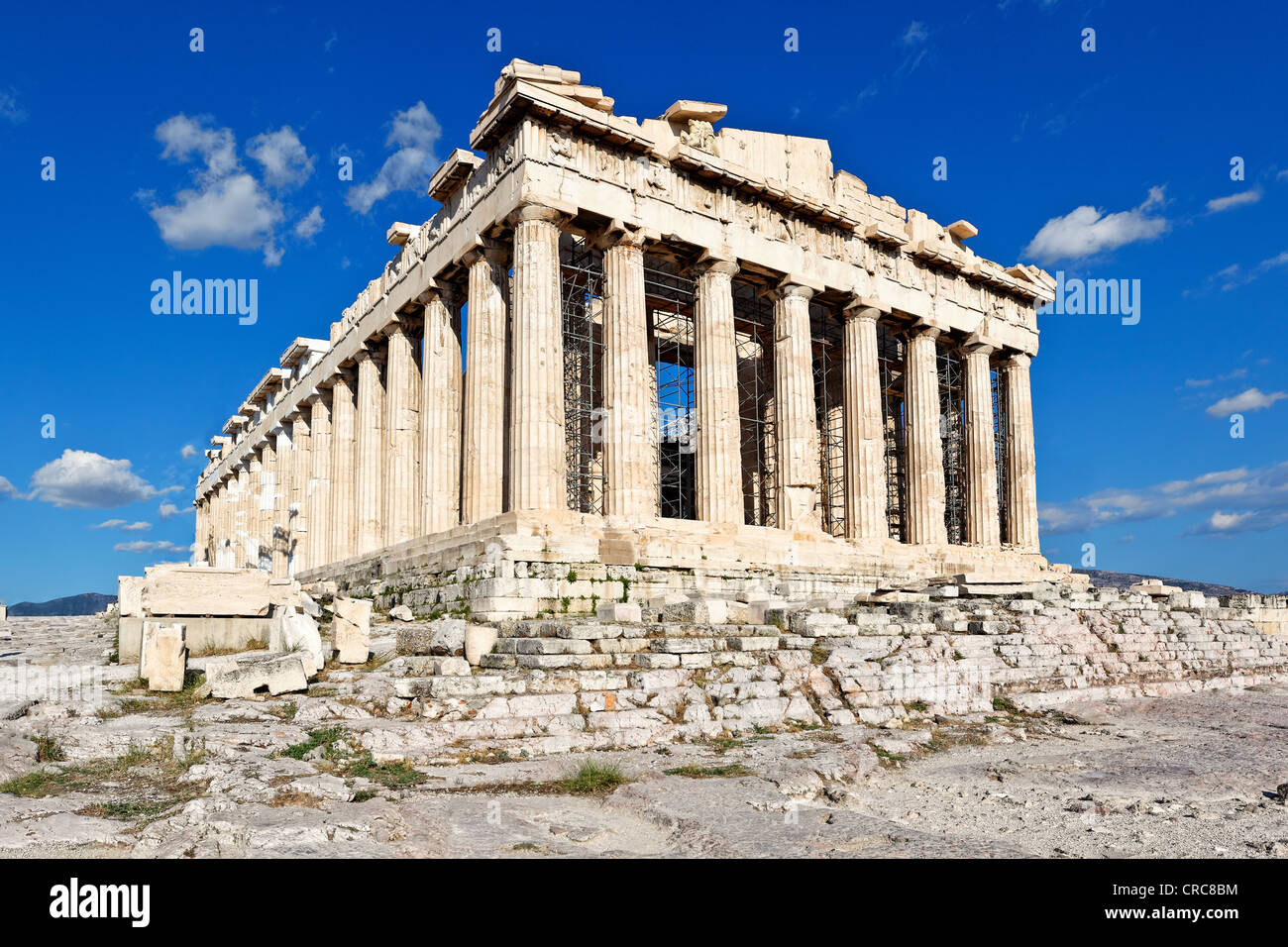 The Parthenon (447 B.C.) on the Athenian Acropolis, Greece Stock Photo