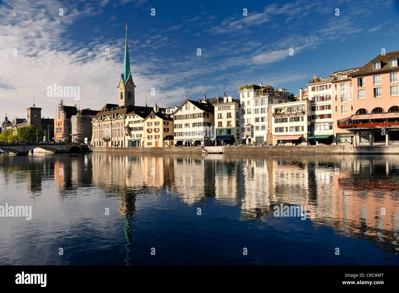 Zurich cityscape (Famous Fraumuenster Cathedral) Stock Photo