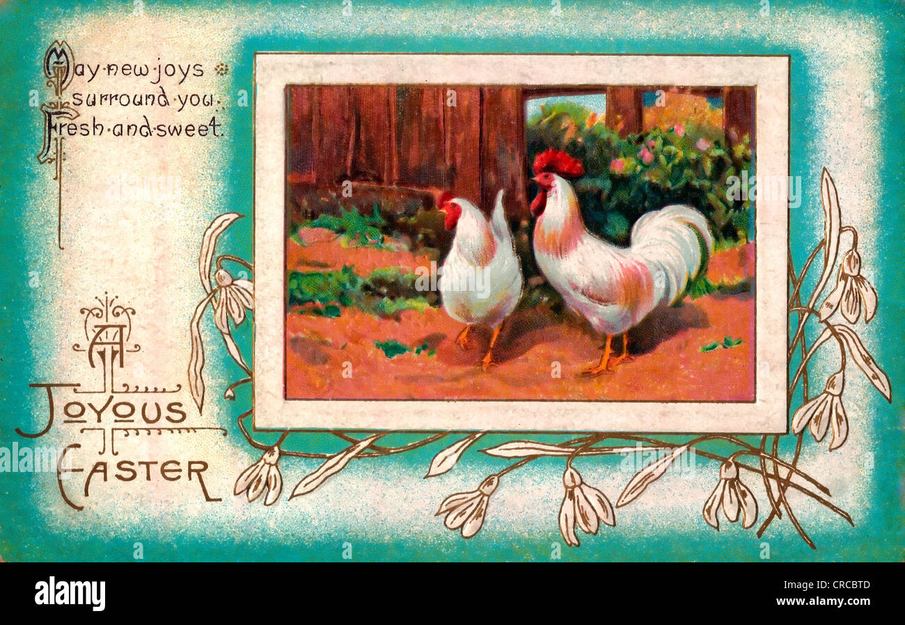 A Joyous Easter - May new joys surround you fresh and sweet - Vintage card Stock Photo