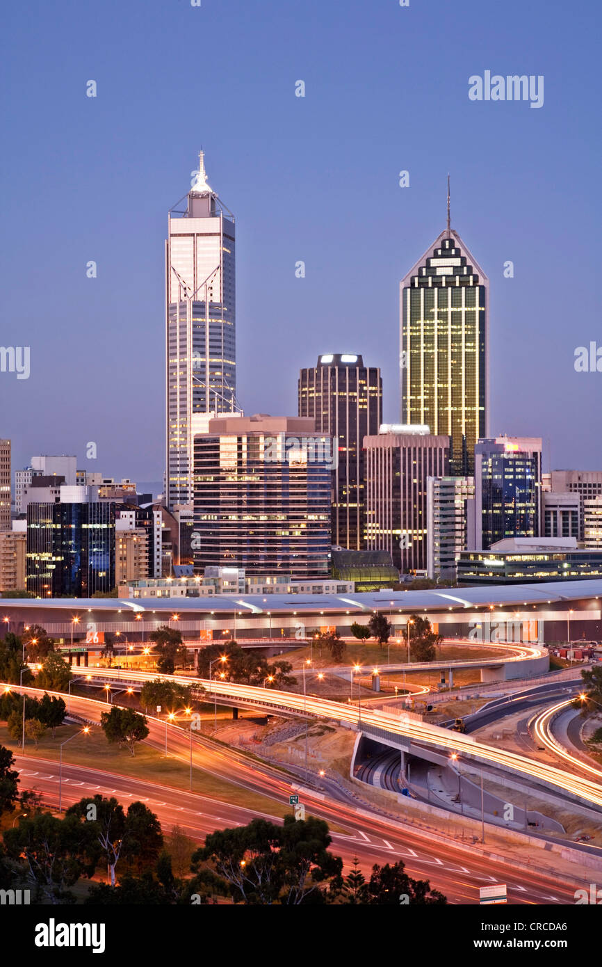 Perth Center The sparkling centre of Perth, Western Australia, at dusk, under a ...