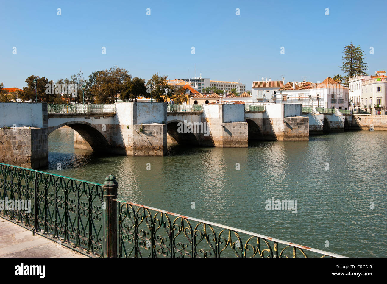 Roman bridge over Gilao river, Tavira, Algarve, Portugal Stock Photo