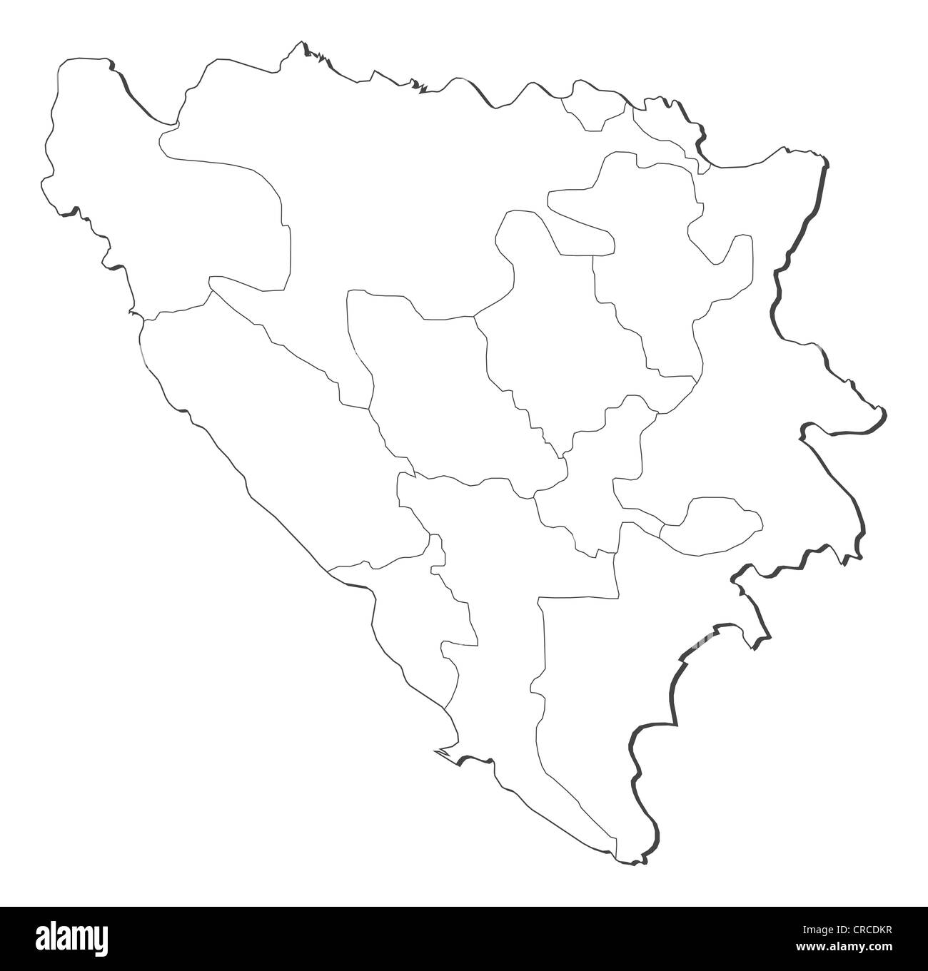 Political map of Bosnia and Herzegovina with the several cantons Stock