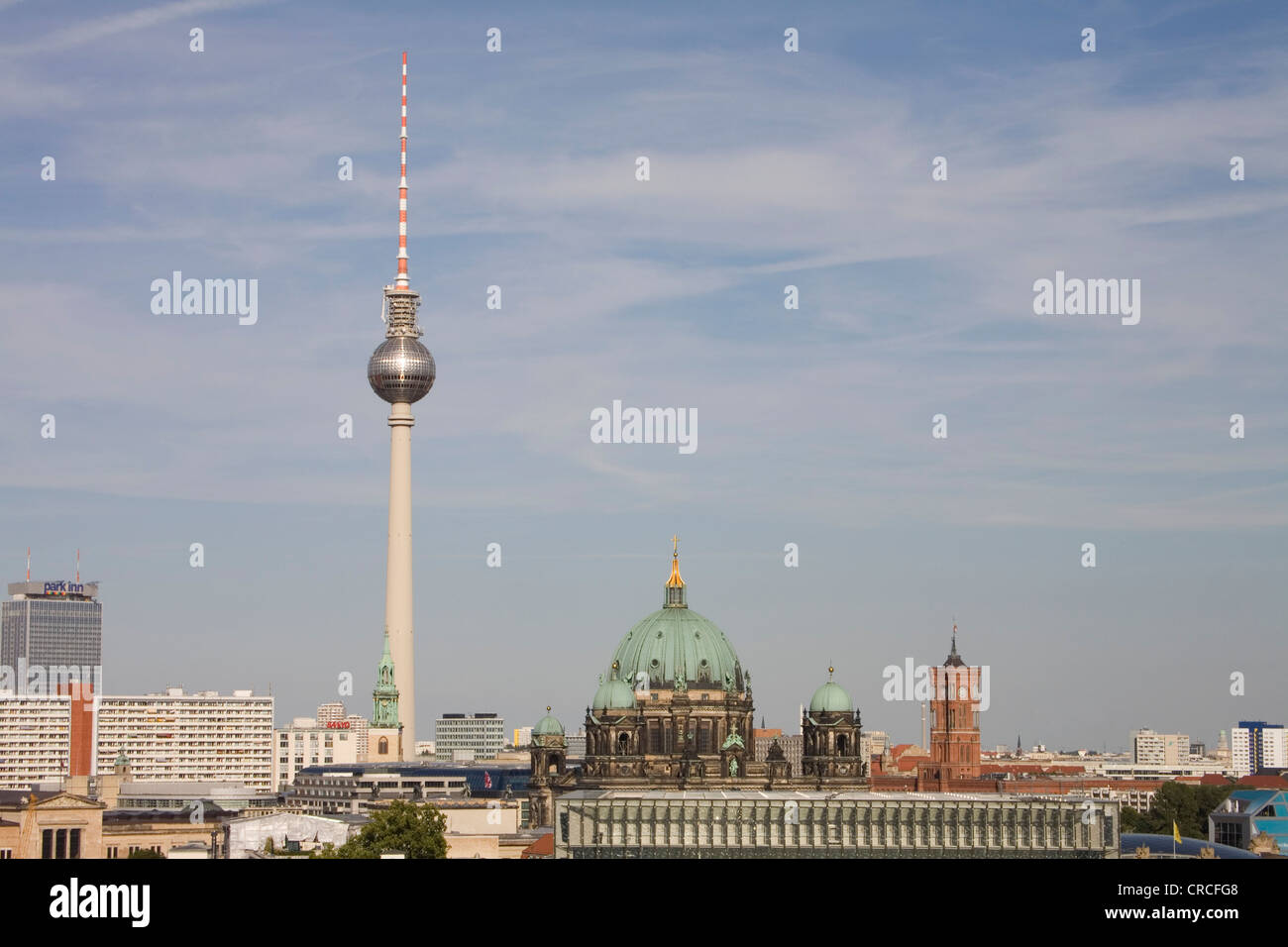 View on the Television Tower, Berlin Cathedral, Rotes Rathaus, the seat of government of Berlin, Berlin, Germany, Europe Stock Photo