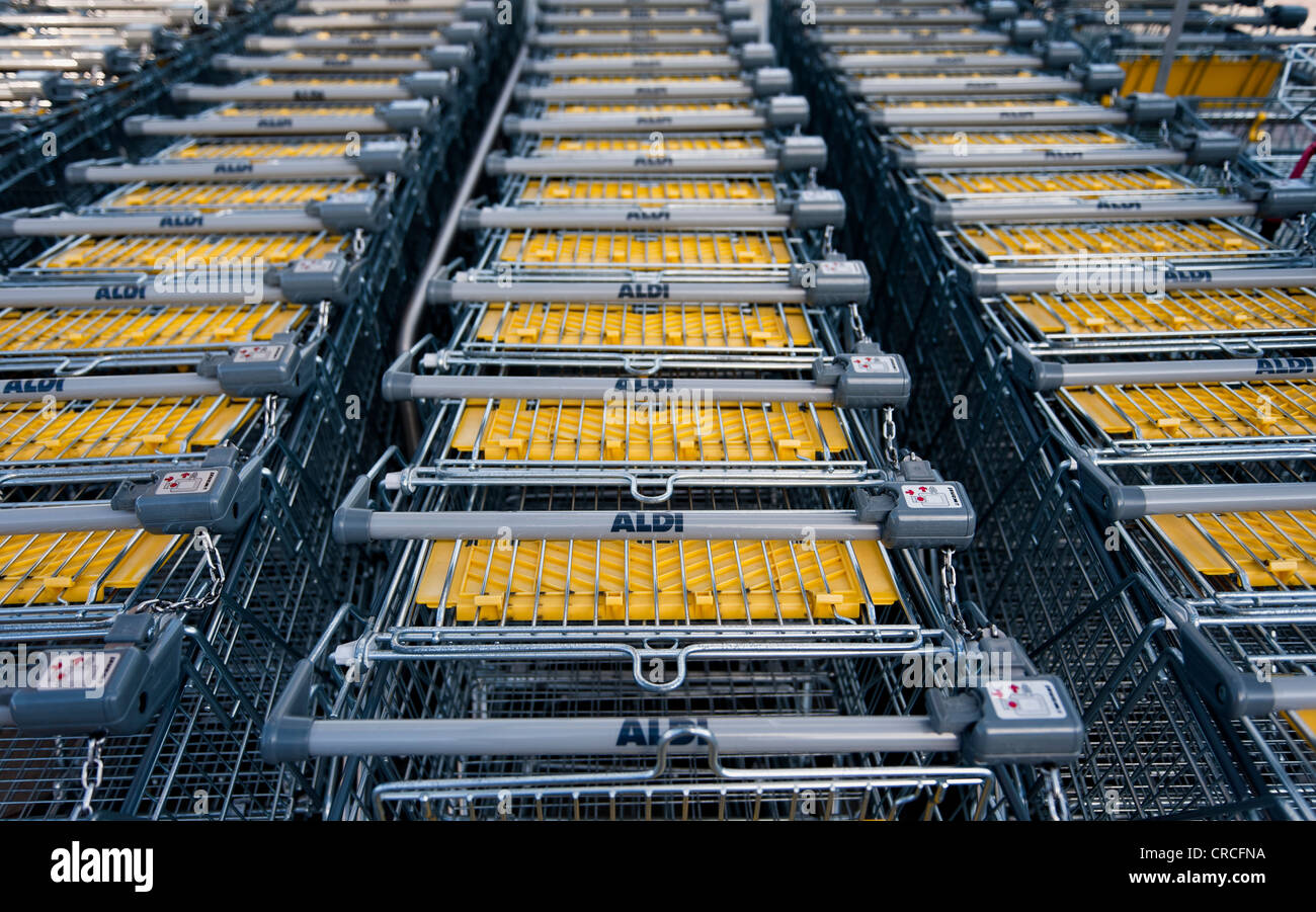 Shopping trolleys, Aldi Sued, Germany, Europe Stock Photo