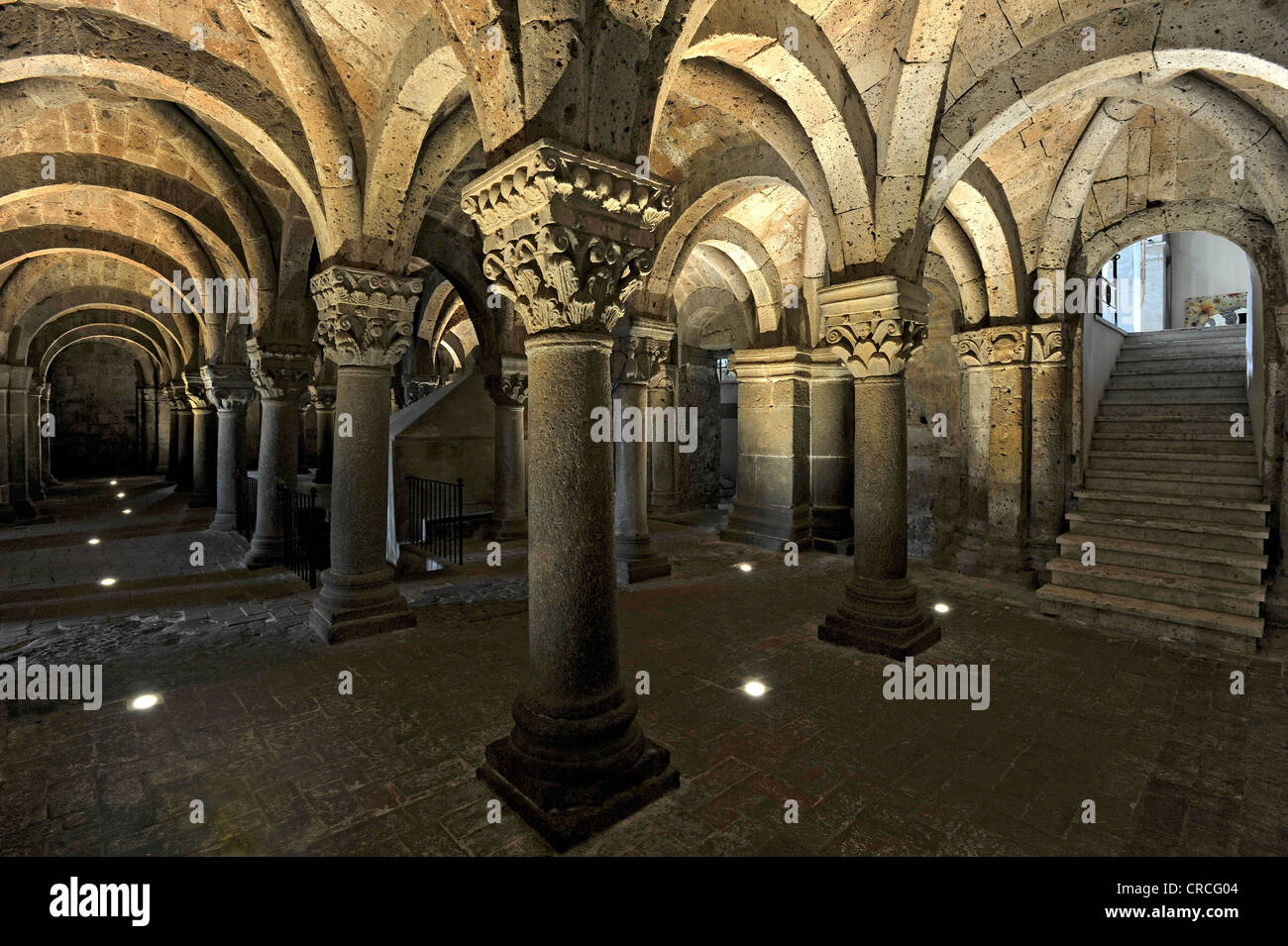 Column capitals in the underground pillared hall of the pagan crypt