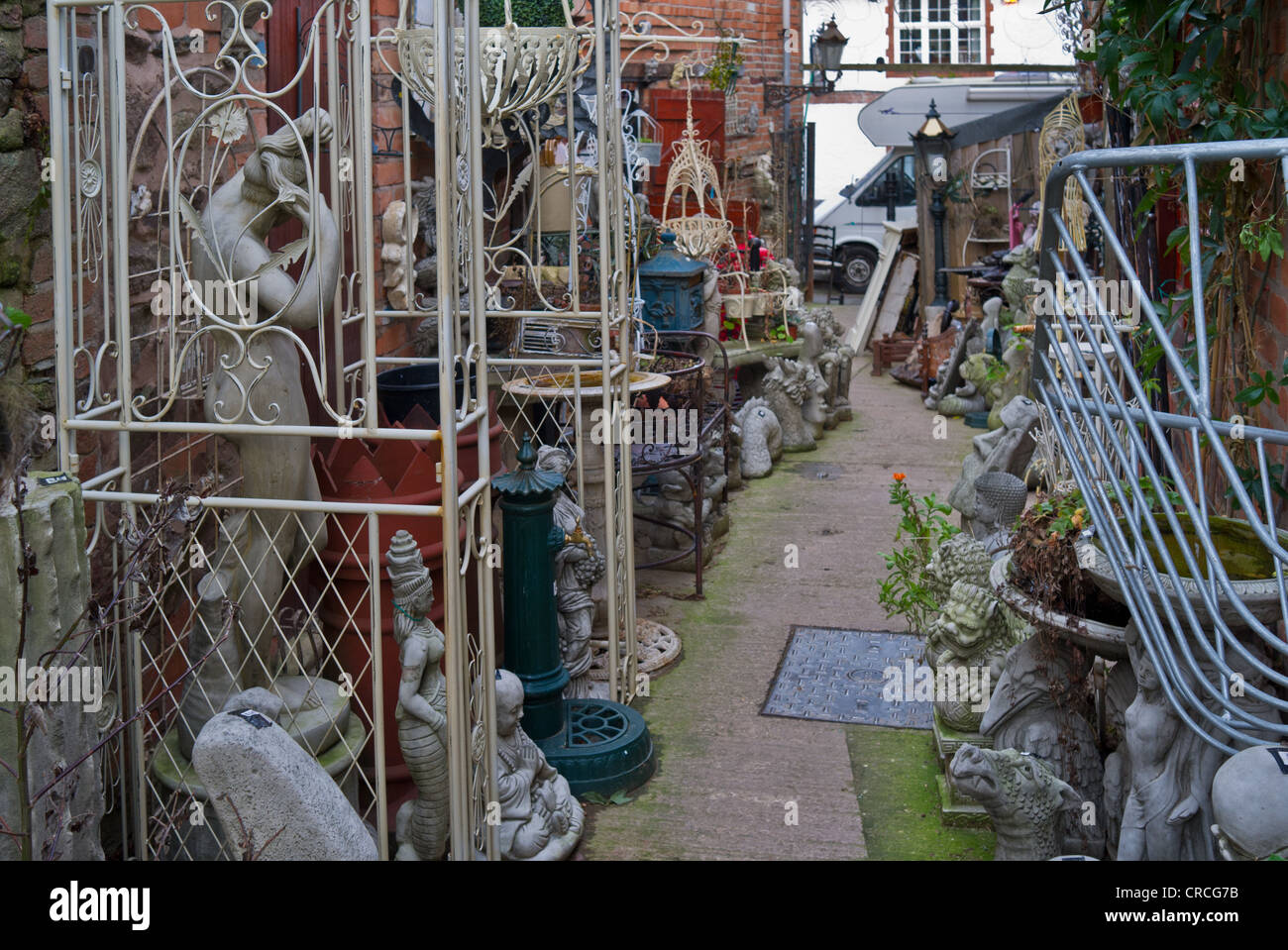 An eclectic collection of garden ornaments for sale in Mountsorrel Stock Photo