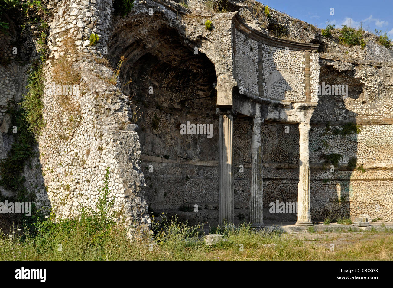 Remains of the ancient temple-shrine of the goddess Fortuna, Tempio della Fortuna Primigenia, Area Sacra, Palestrina, Lazio Stock Photo