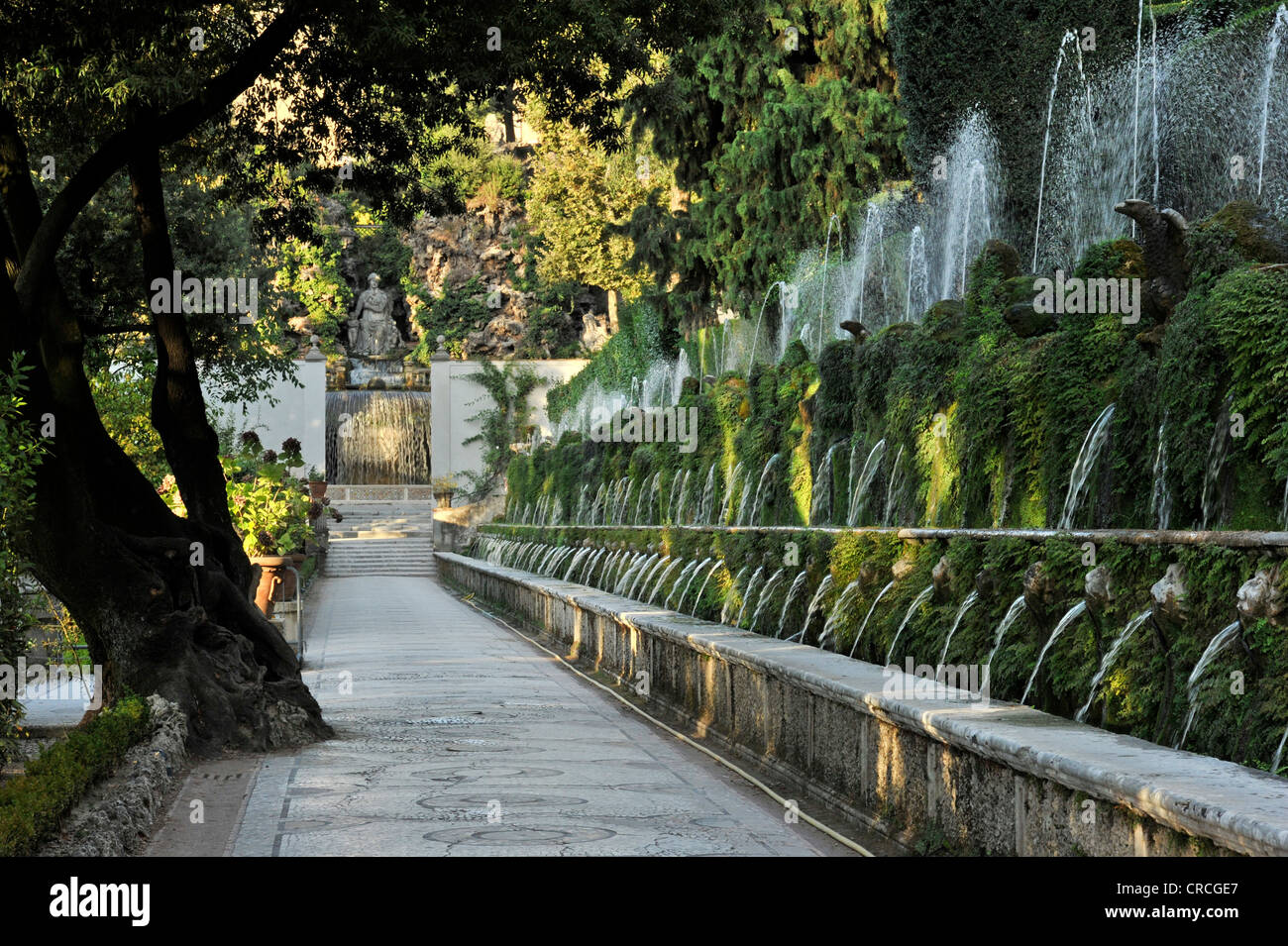 Viale delle Cento Fontane or Alley of the Hundred Fountains, Garden of the Villa d'Este, UNESCO World Heritage Site, Tivoli Stock Photo
