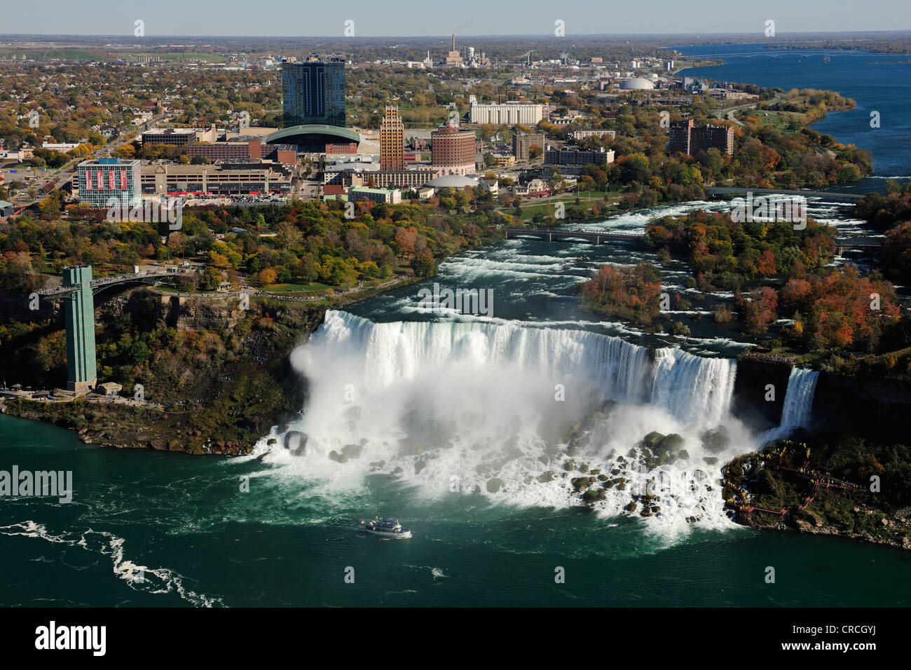 The Niagara Falls, view from above from a lookout tower, Niagara Falls, Ontario, Canada, North America Stock Photo