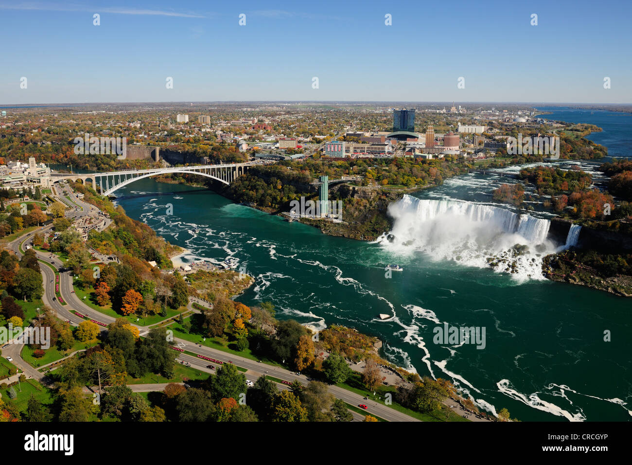 The Niagara Falls, view from above from a lookout tower, Niagara Falls, Ontario, Canada, North America Stock Photo