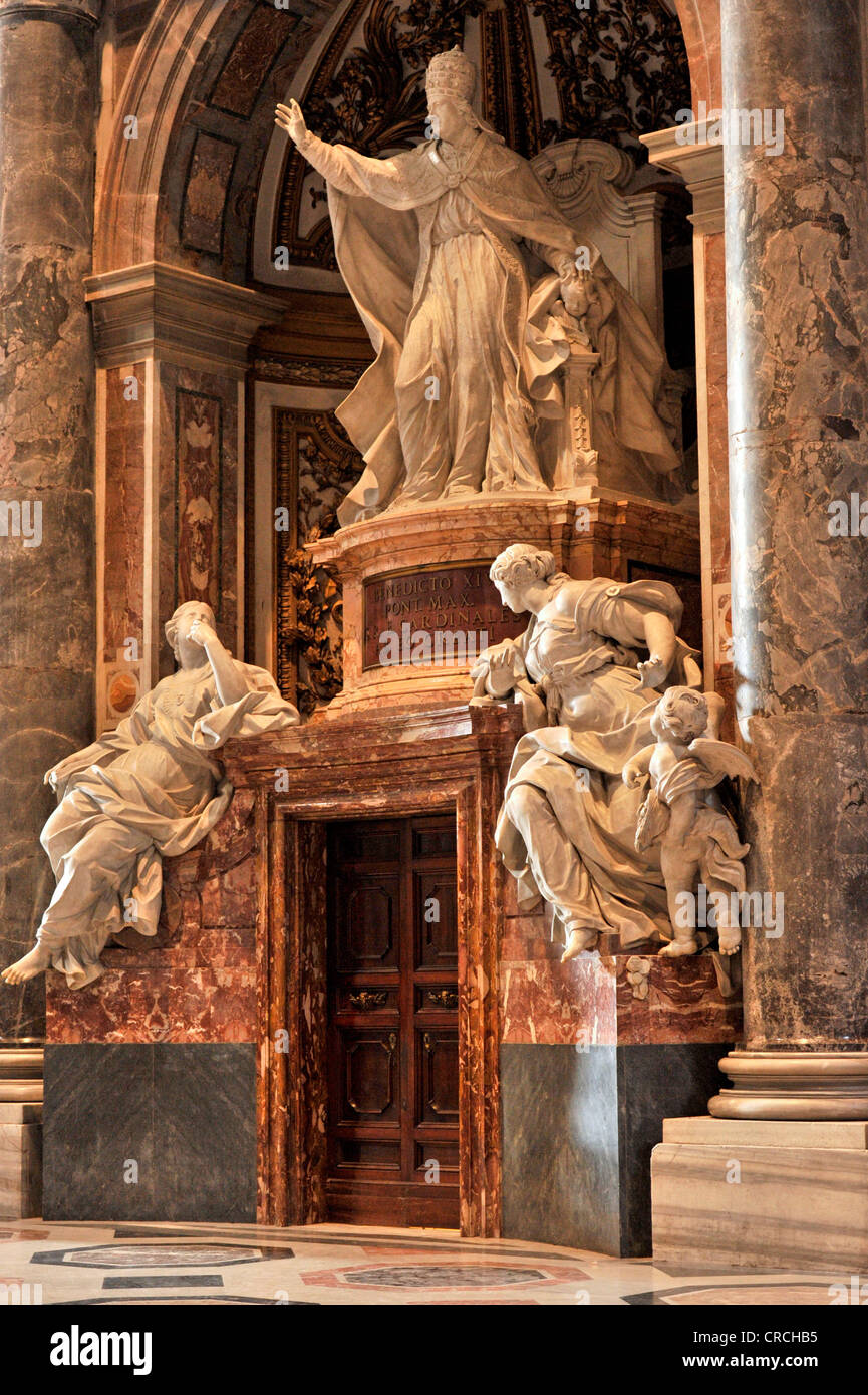 Monument to Pope Benedict XIV, St. Peter's Basilica, Vatican City, Rome, Lazio region, Italy, Europe Stock Photo