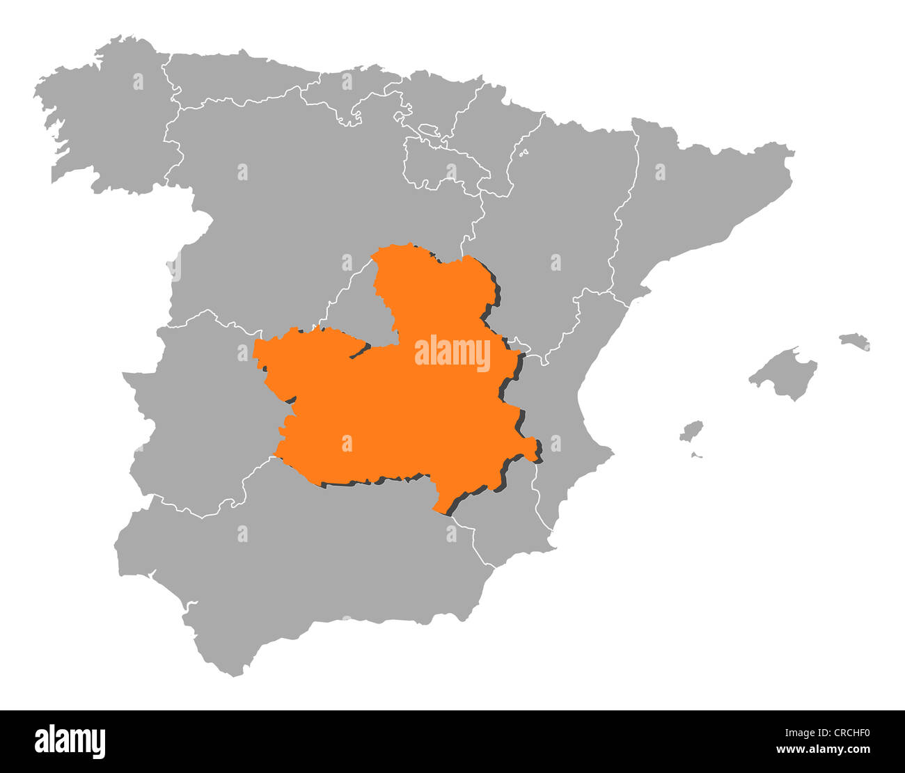 Castilla Map Political map of Spain with the several regions where Castile-La Mancha ...