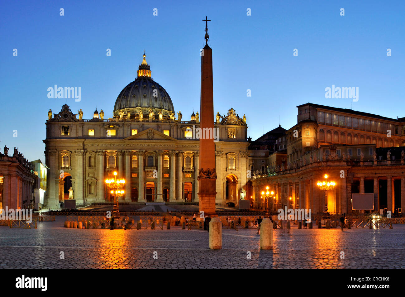 St. Peter's Basilica, obelisk, Apostolic Palace, St. Peter's Square, Vatican City, Rome, Lazio, Italy, Europe Stock Photo