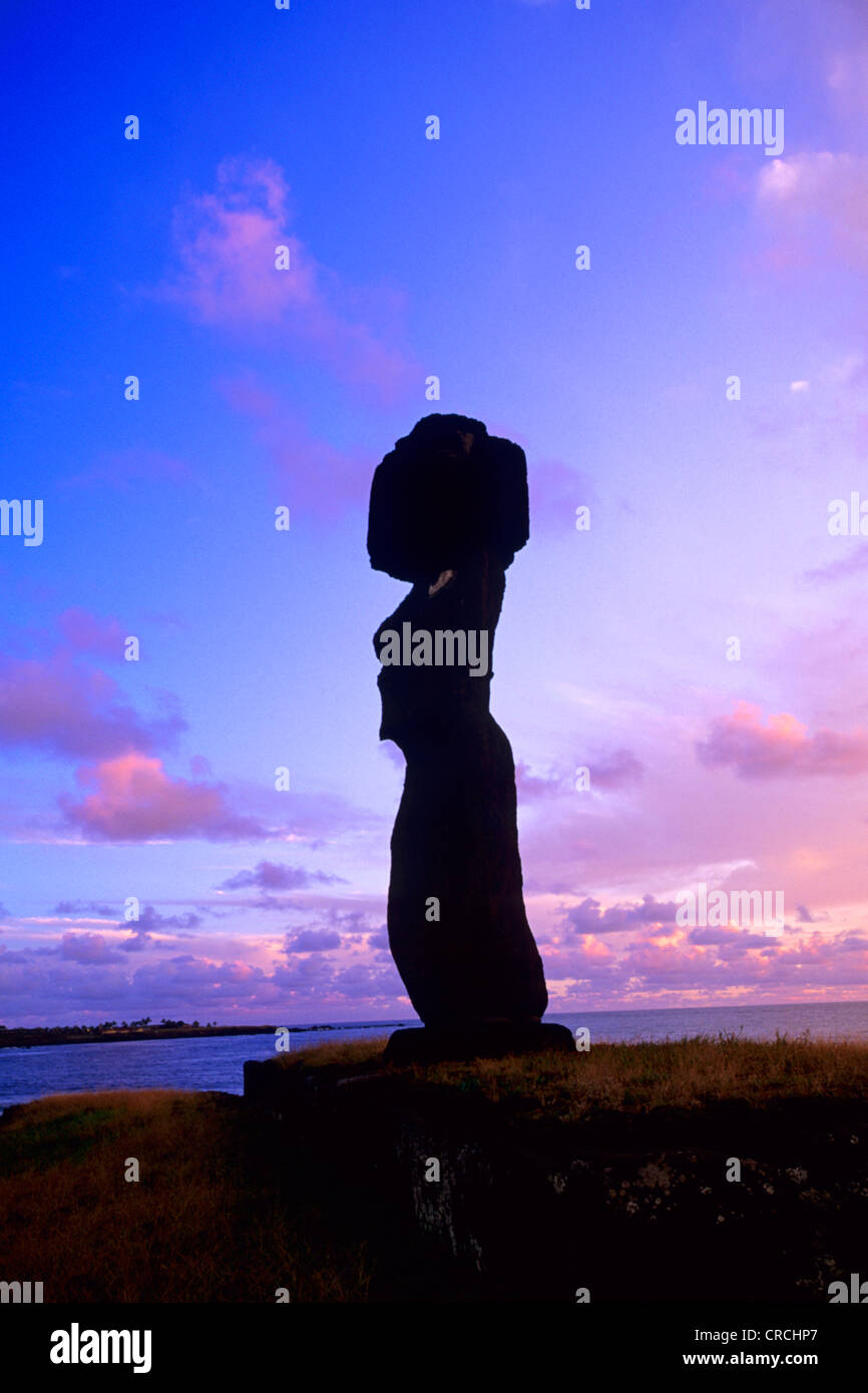 statue of Moais, Chile, Easter Island, Rano Raraku Stock Photo