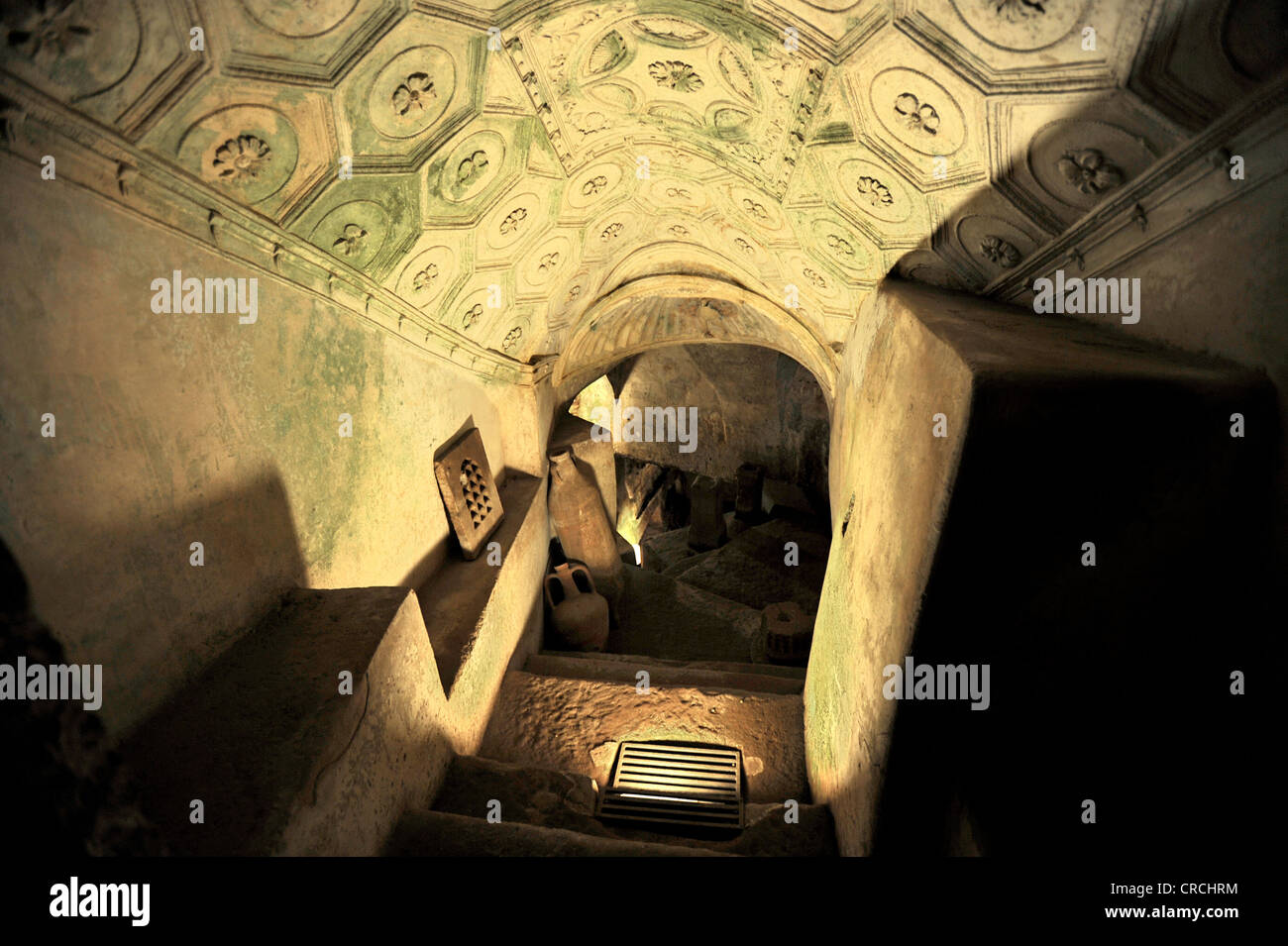 Grave chamber of a Roman mausoleum in the Catacombs of San Sebastiano ...