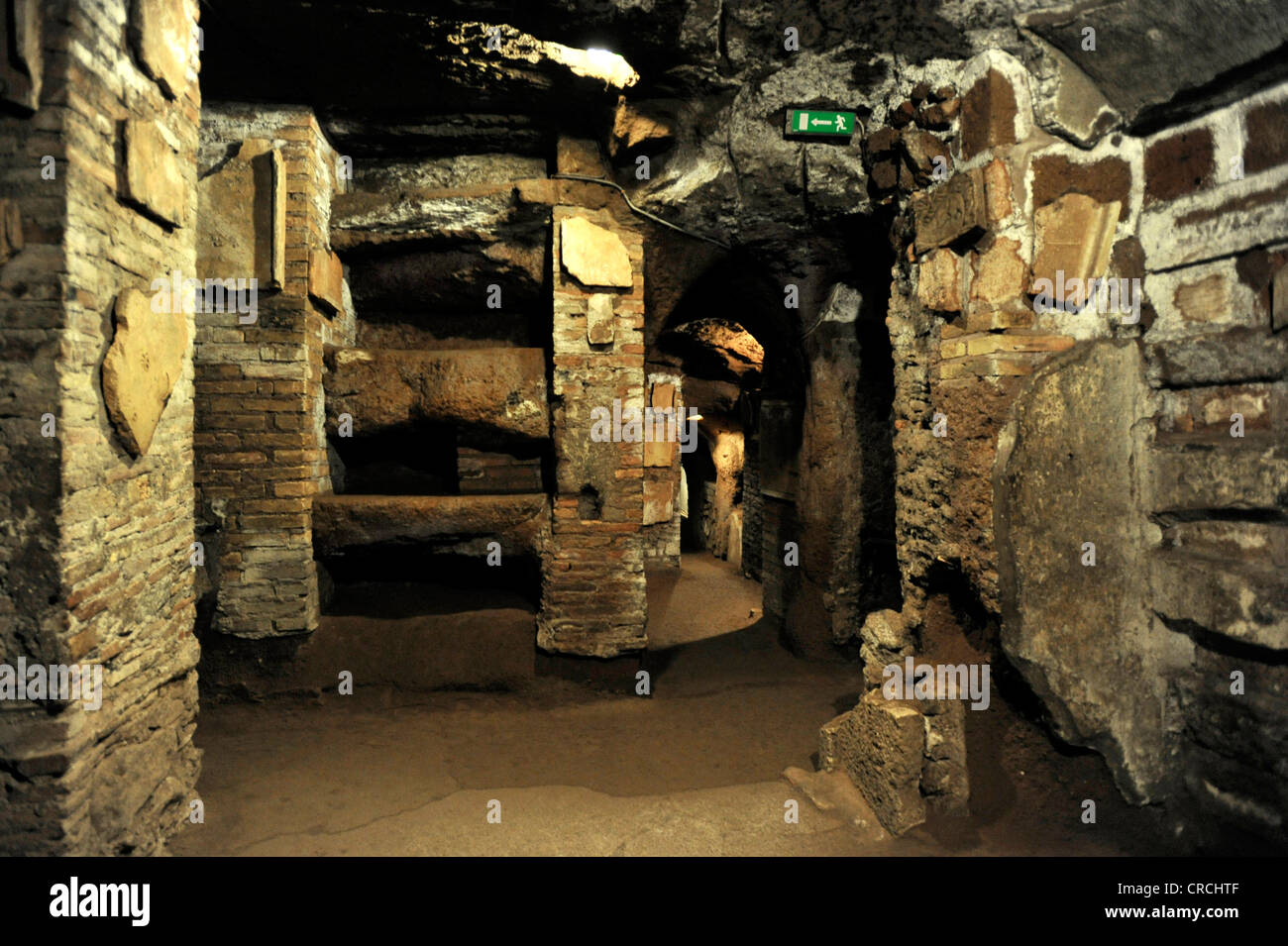 Corridor with grave niches in the Catacombs of San Sebastiano, Via ...