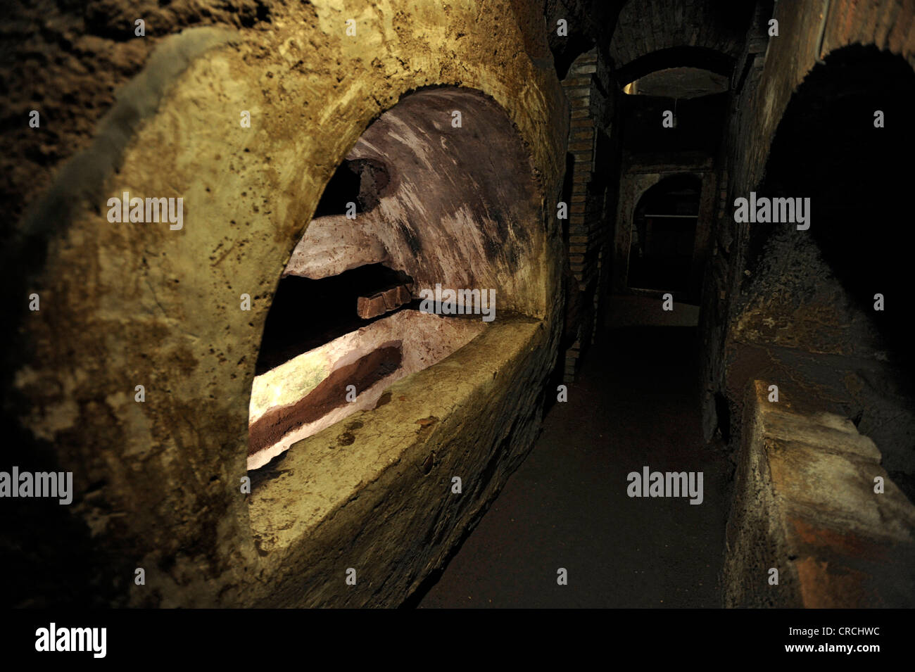 Corridor with grave niches in the Catacombs of San Sebastiano, Via ...