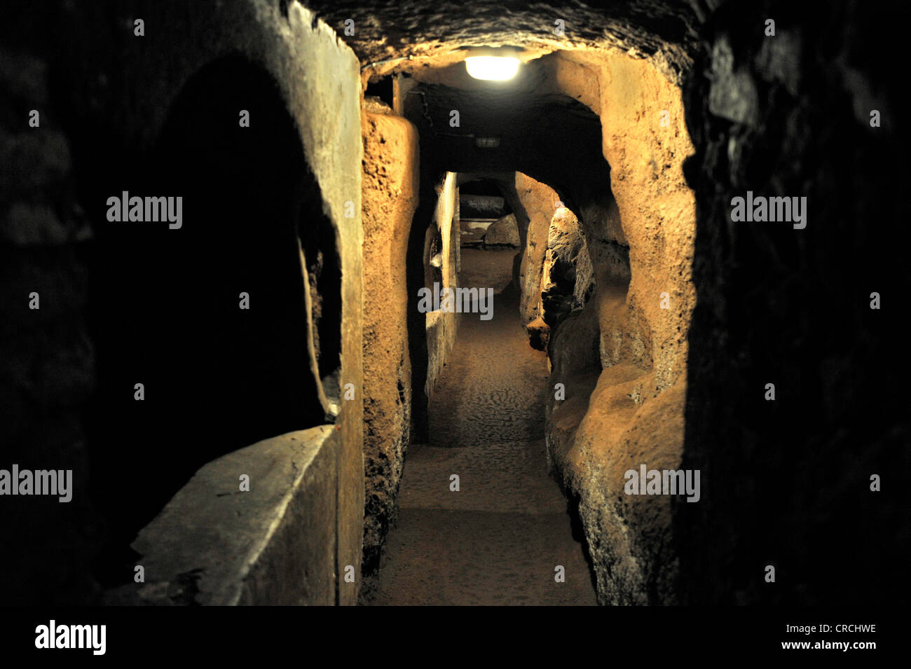 Corridor with grave niches in the Catacombs of San Sebastiano, Via ...