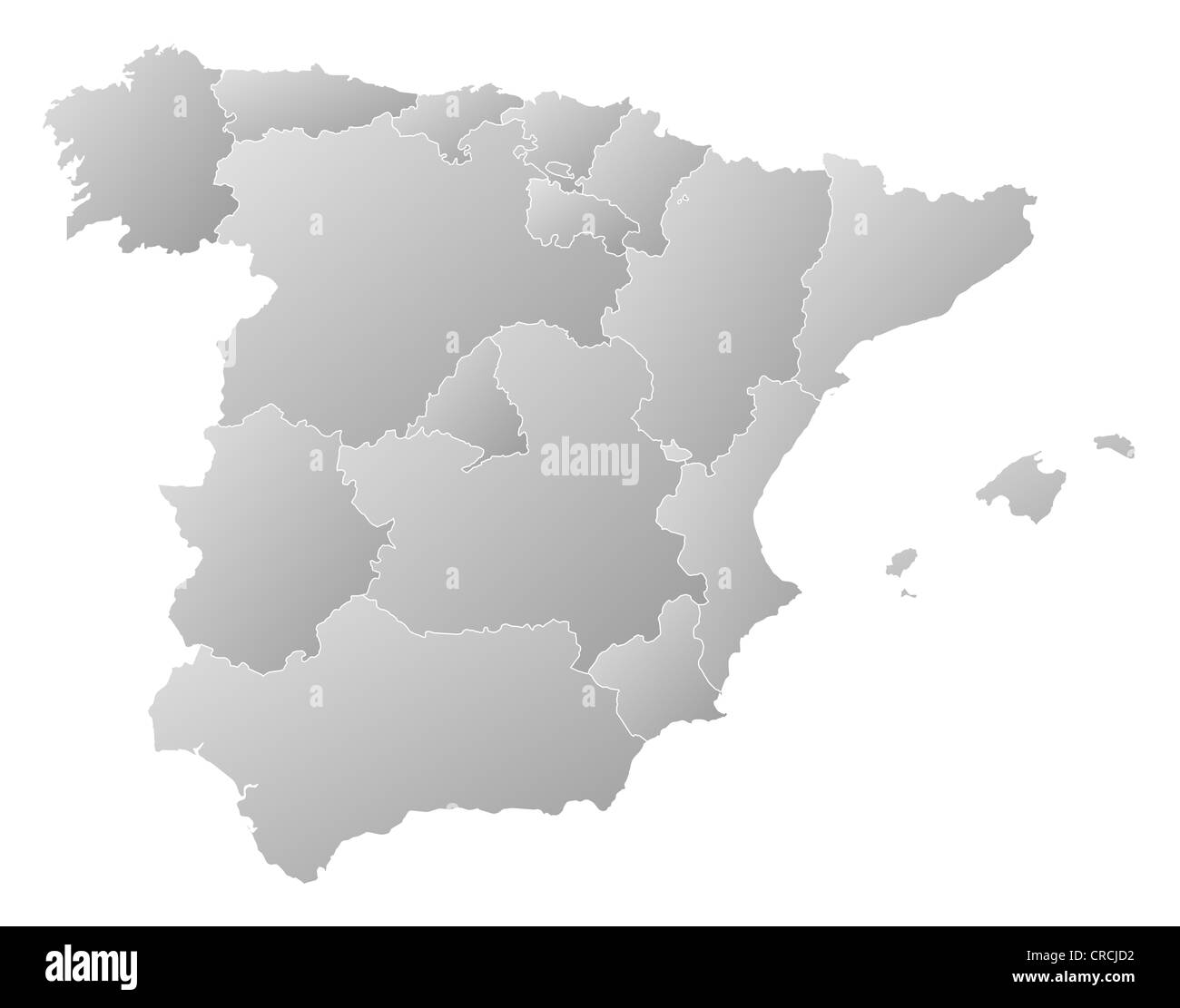 Political map of Spain with the several regions. Stock Photo