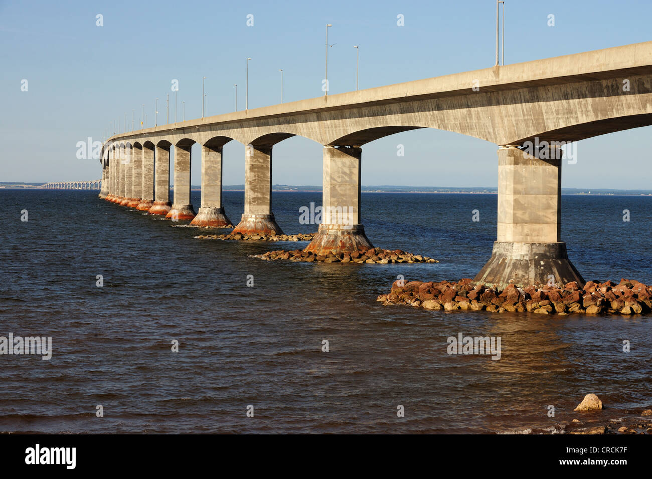 Confederation Bridge between mainland New Brunswick and Prince Edward Island, Canada, North America Stock Photo