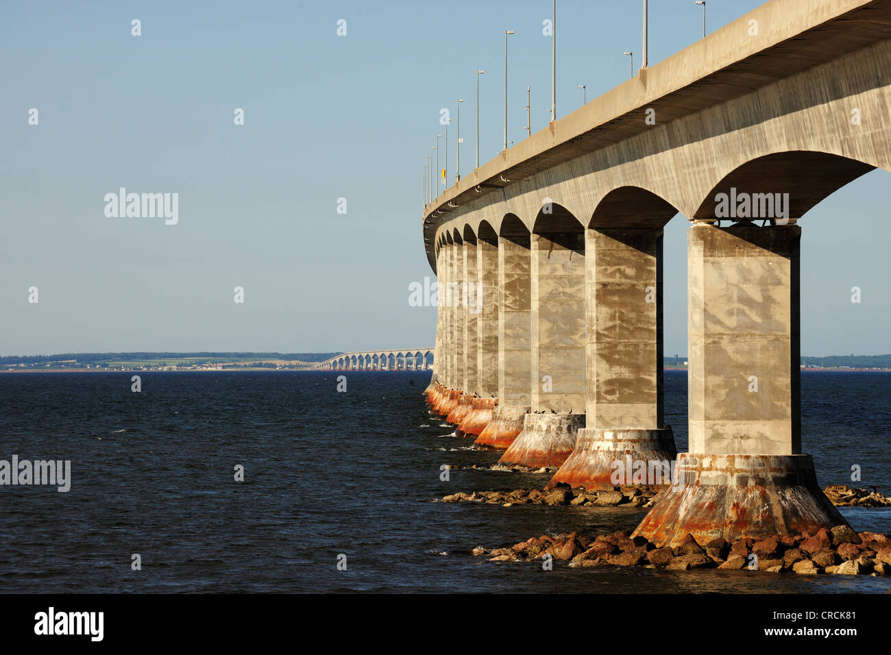 Confederation Bridge between mainland New Brunswick and Prince Edward Island, Canada, North America Stock Photo
