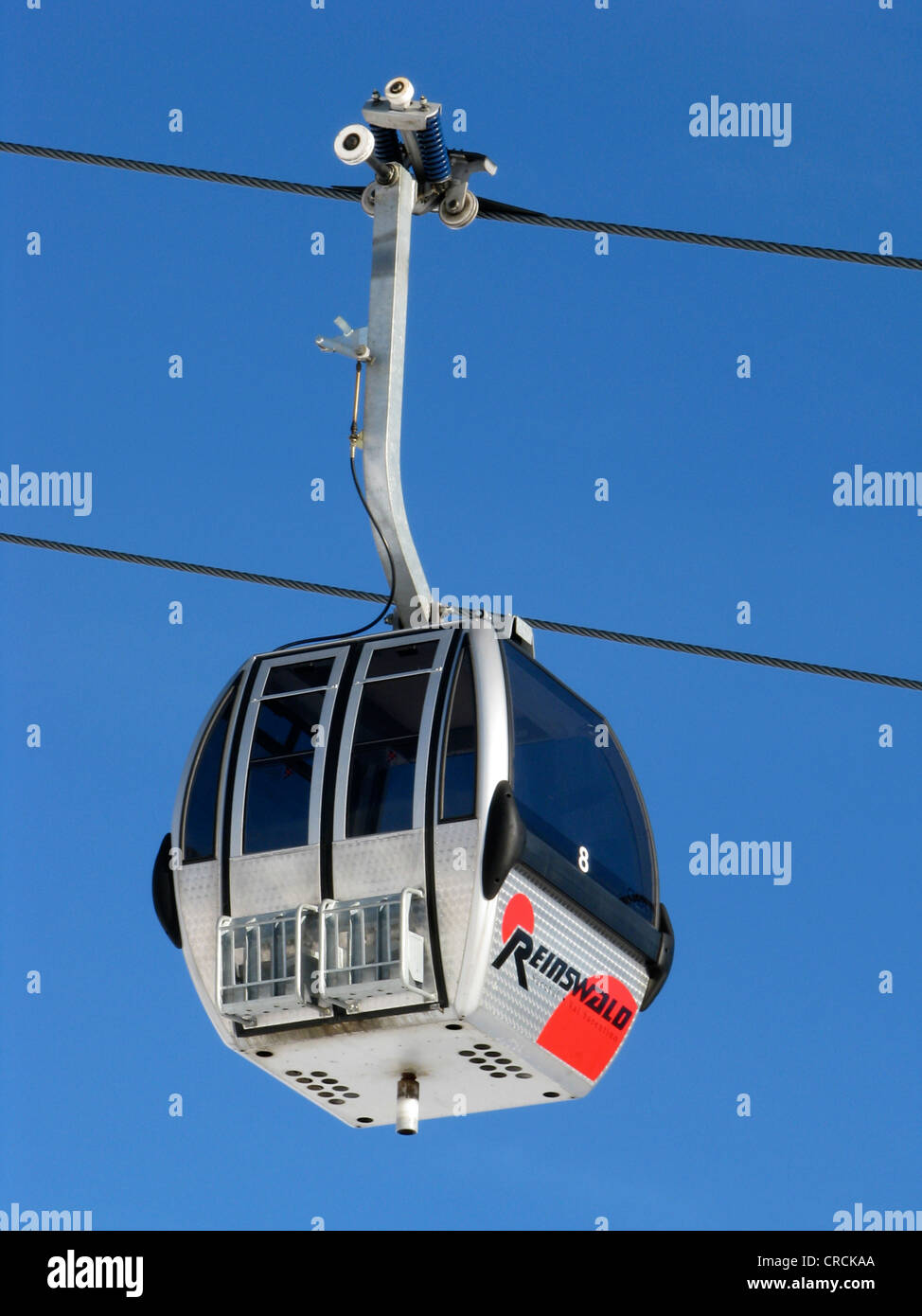 Gondola of gondola ski lift in a skiing area, Italy, Suedtirol, Sarntal, Sarentino, Reinswald