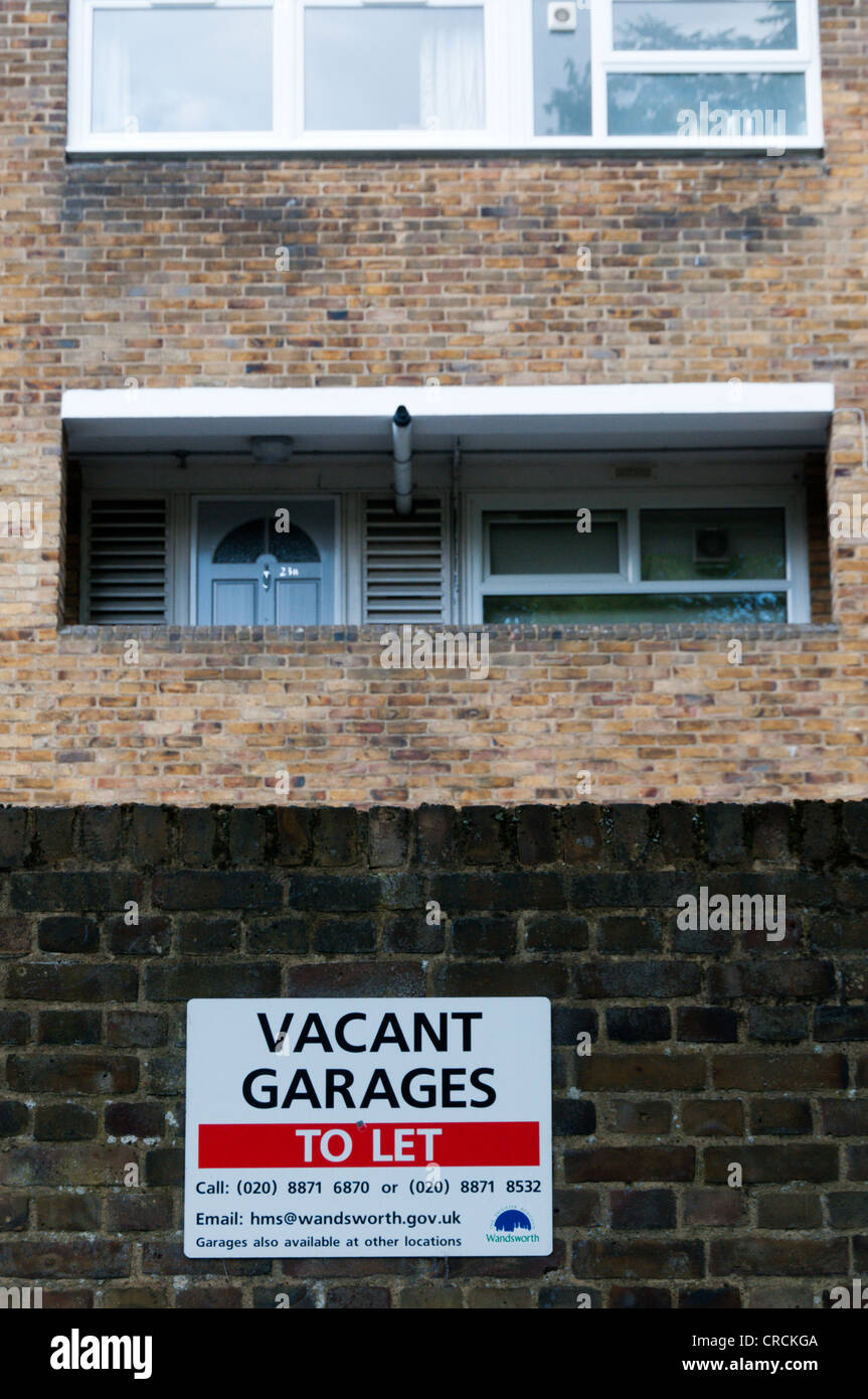 Vacant Garages To Let sign. Stock Photo