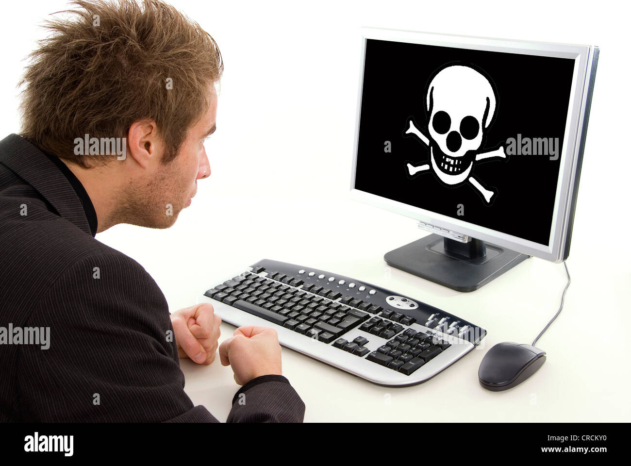 skull on monitor Stock Photo - Alamy