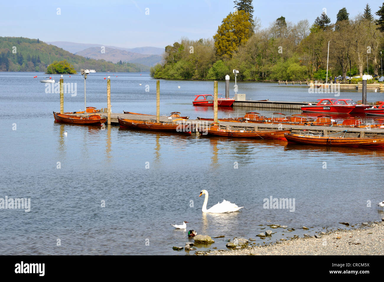 Boats moored on Lake Windermere at BownessonWindermere in Cumbria