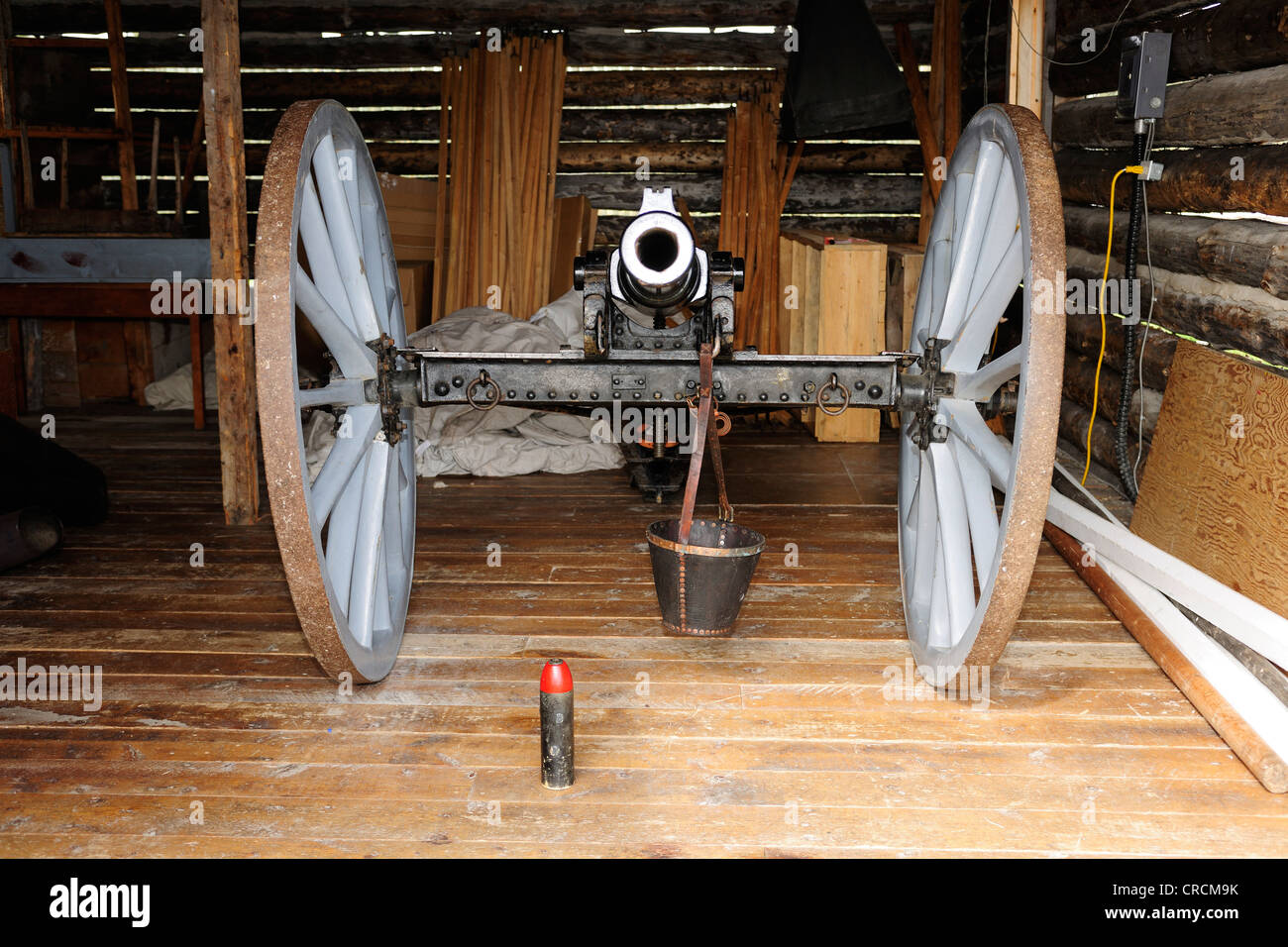 Cannon and munition, Fort Walsh, Saskatchewan, Canada Stock Photo