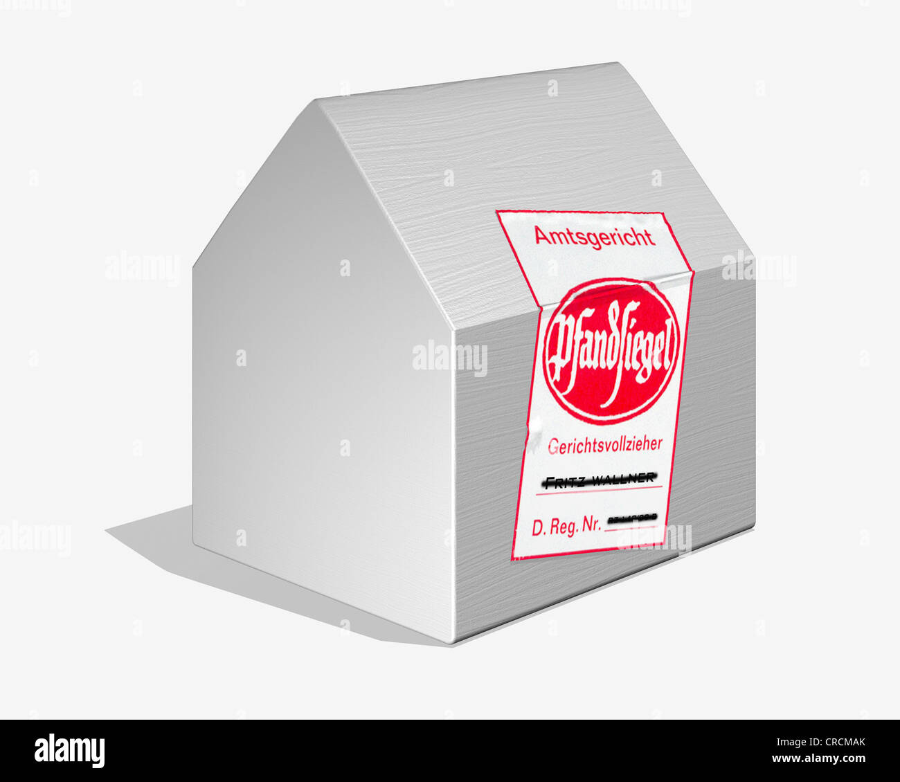 House with a deposit seal of the bailiff, real estate, illustration, symbolic image Stock Photo