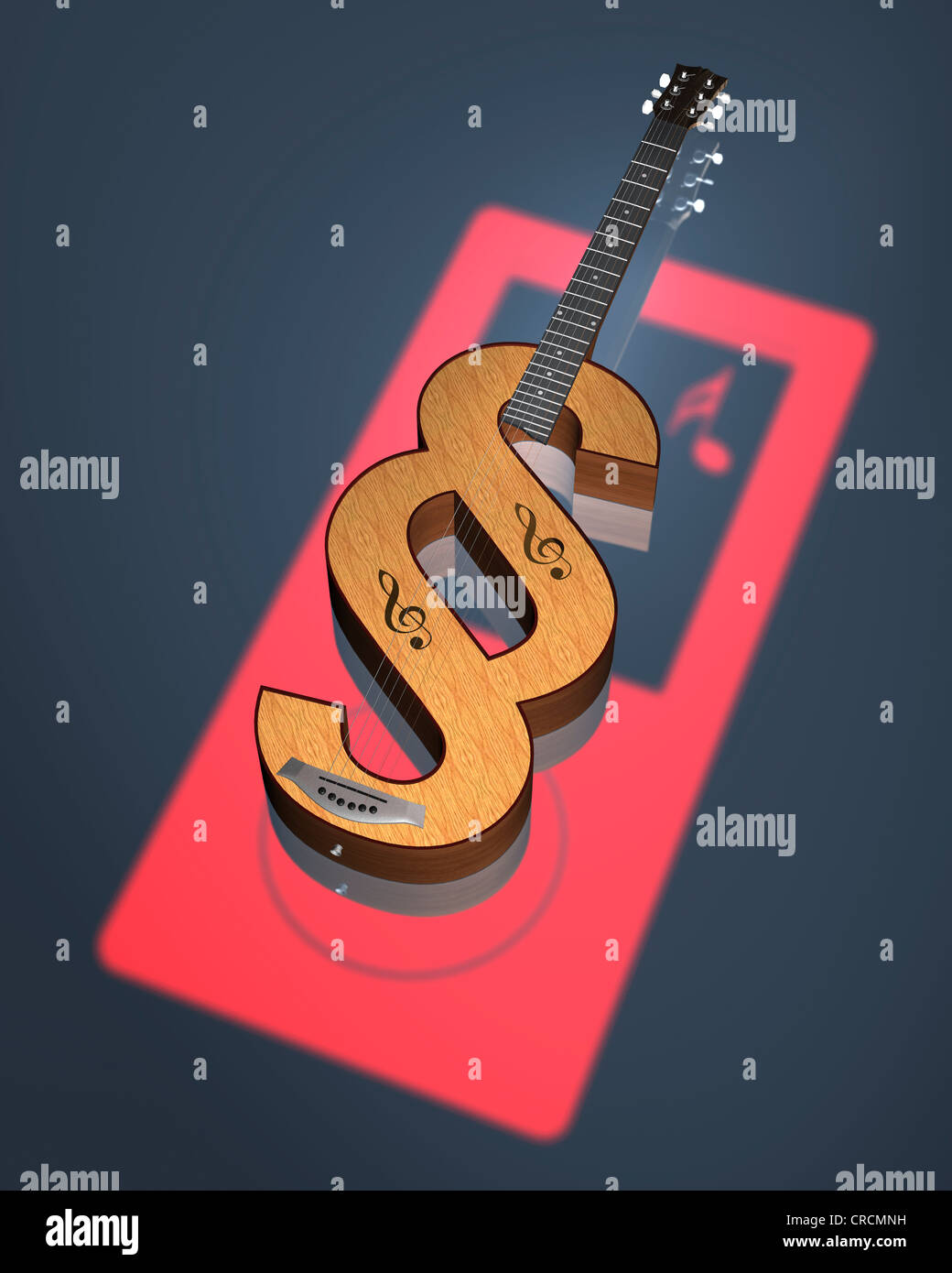 Musical instrument shaped like a double S or sectional symbol