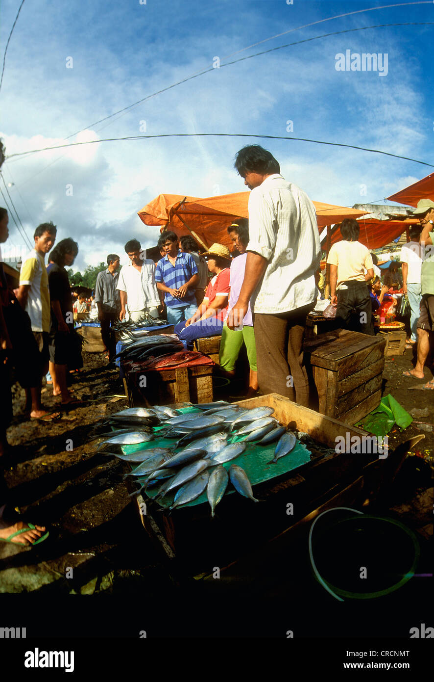 saturday market in the village of Tomahon, Indonesia, Sulawesi Stock Photo