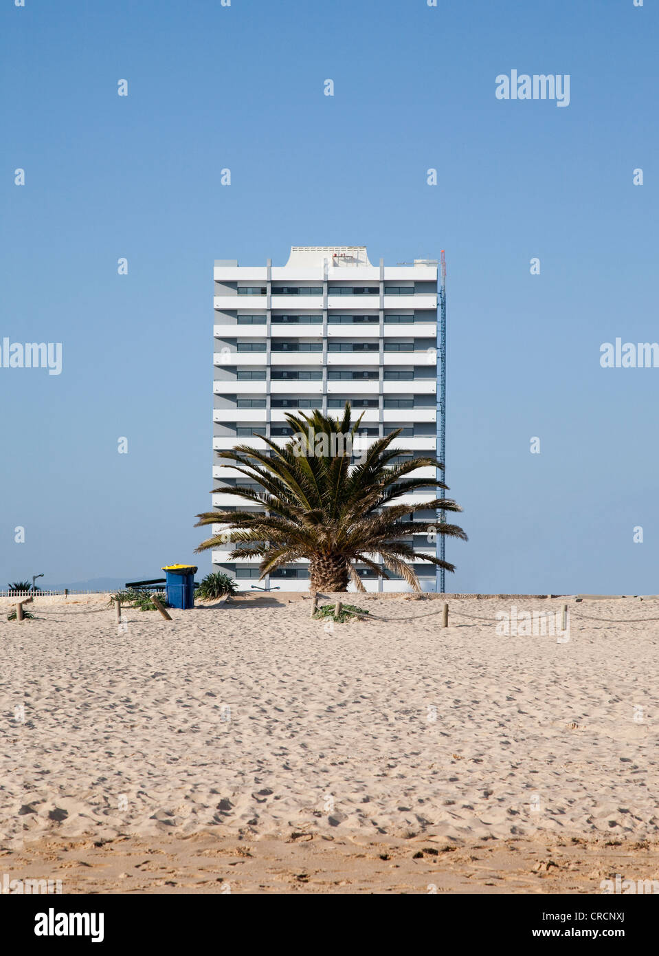 Apartment tower, unfinished building on the beach of Alvor, Algarve region, Portugal, Europe Stock Photo