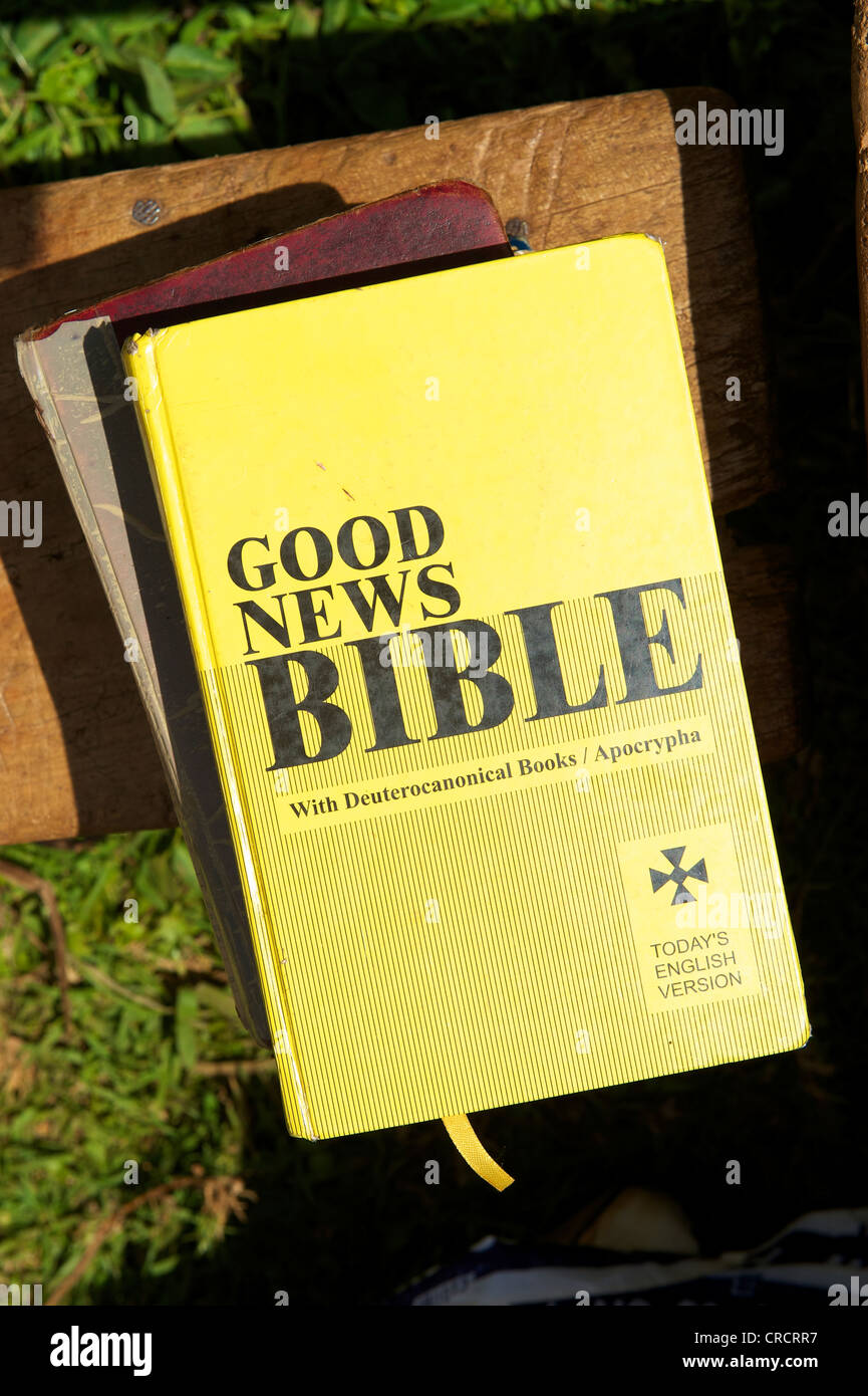 Good News Bible and hymn books, Bamenda, Cameroon, Africa Stock Photo