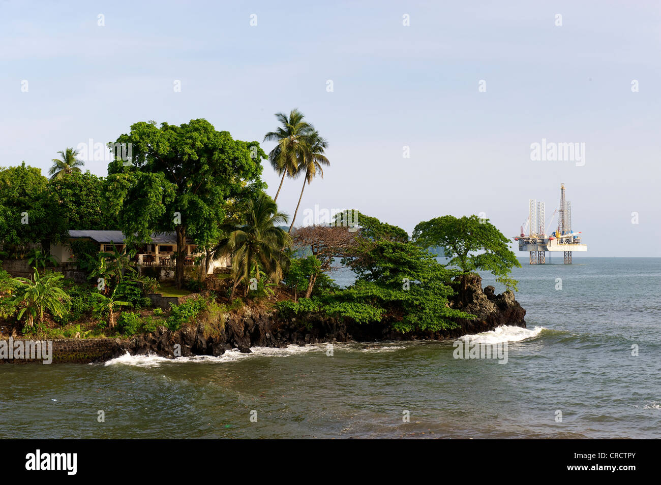 Coast in front of an oil rig, Limbe, Cameroon, Africa Stock Photo Alamy