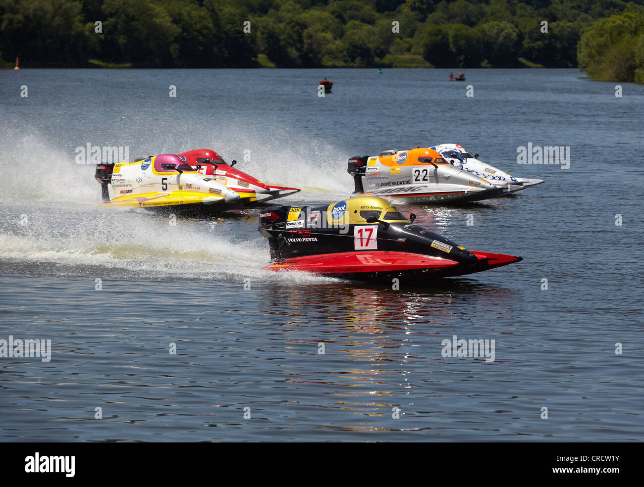 Motor boat race on the Moselle river in Brodenbach, Rhineland-Palatinate, Germany, Europe Stock Photo