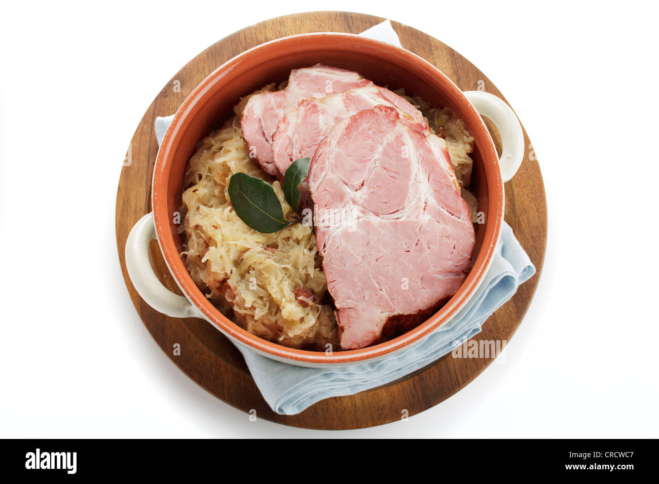 Smoked pork neck roast on sauerkraut, gammon, Kassel-style pork Stock Photo