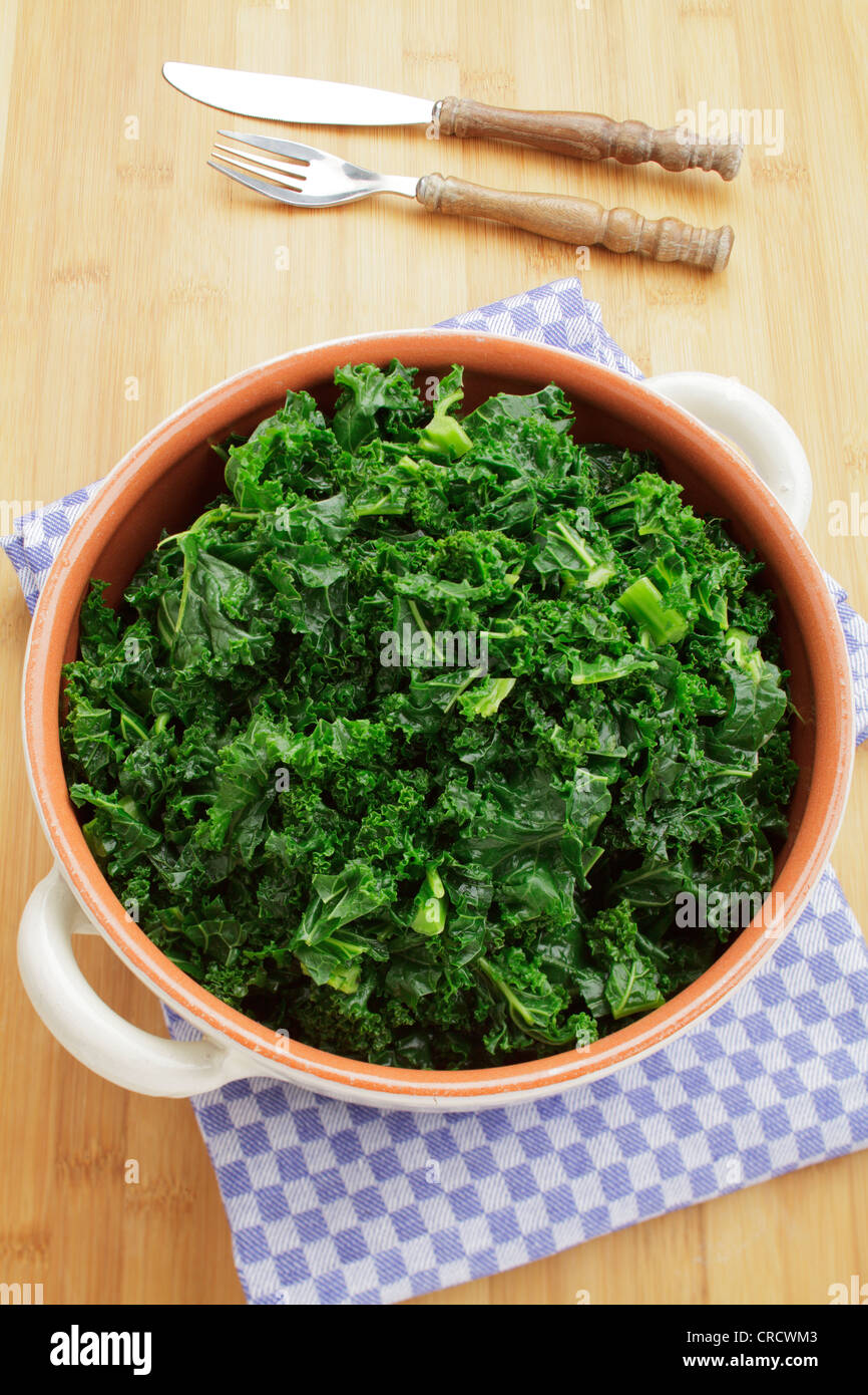 Steamed fresh green kale Stock Photo