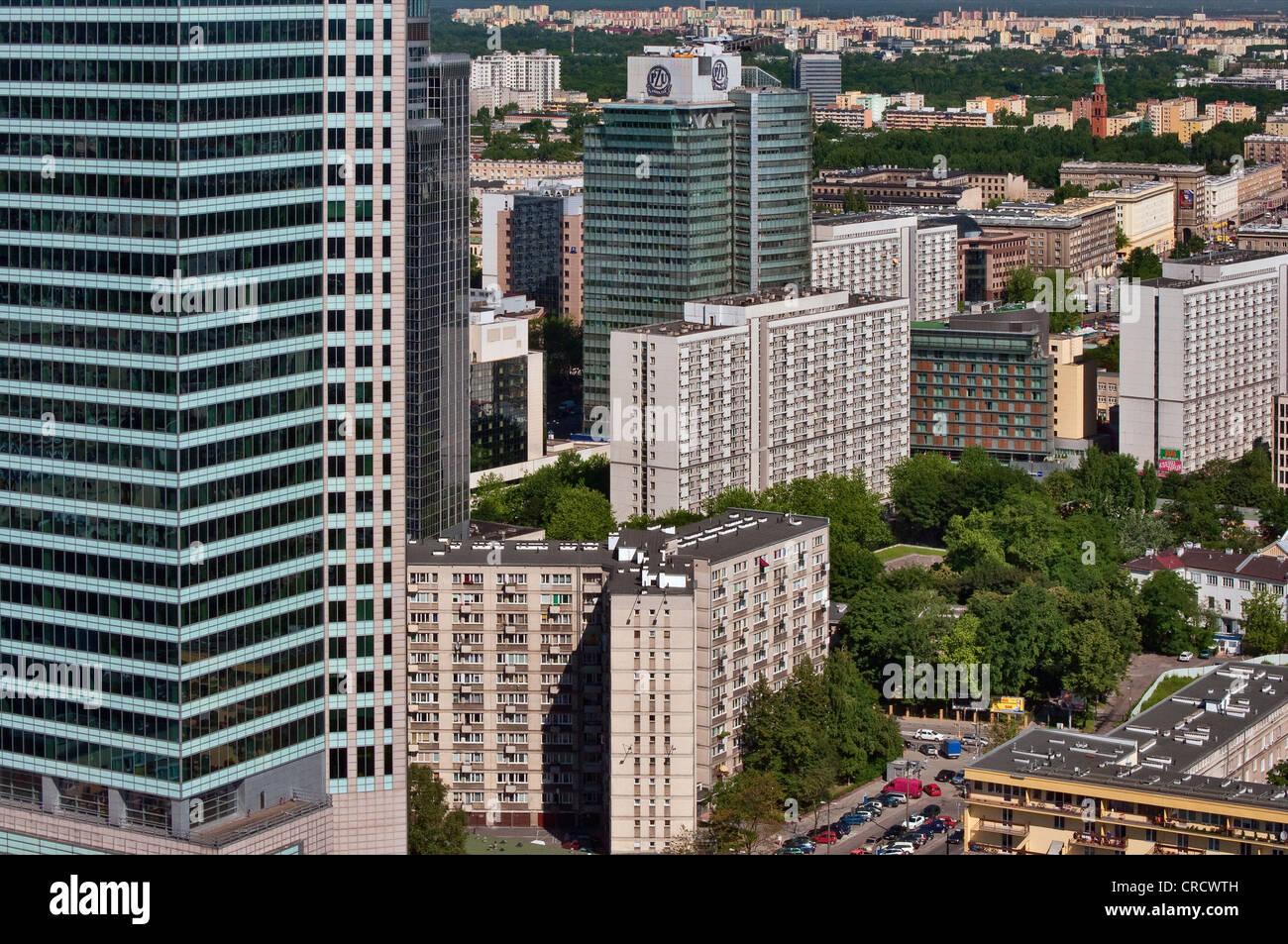 Office and apartment buildings in center of Warsaw, view from Palace of