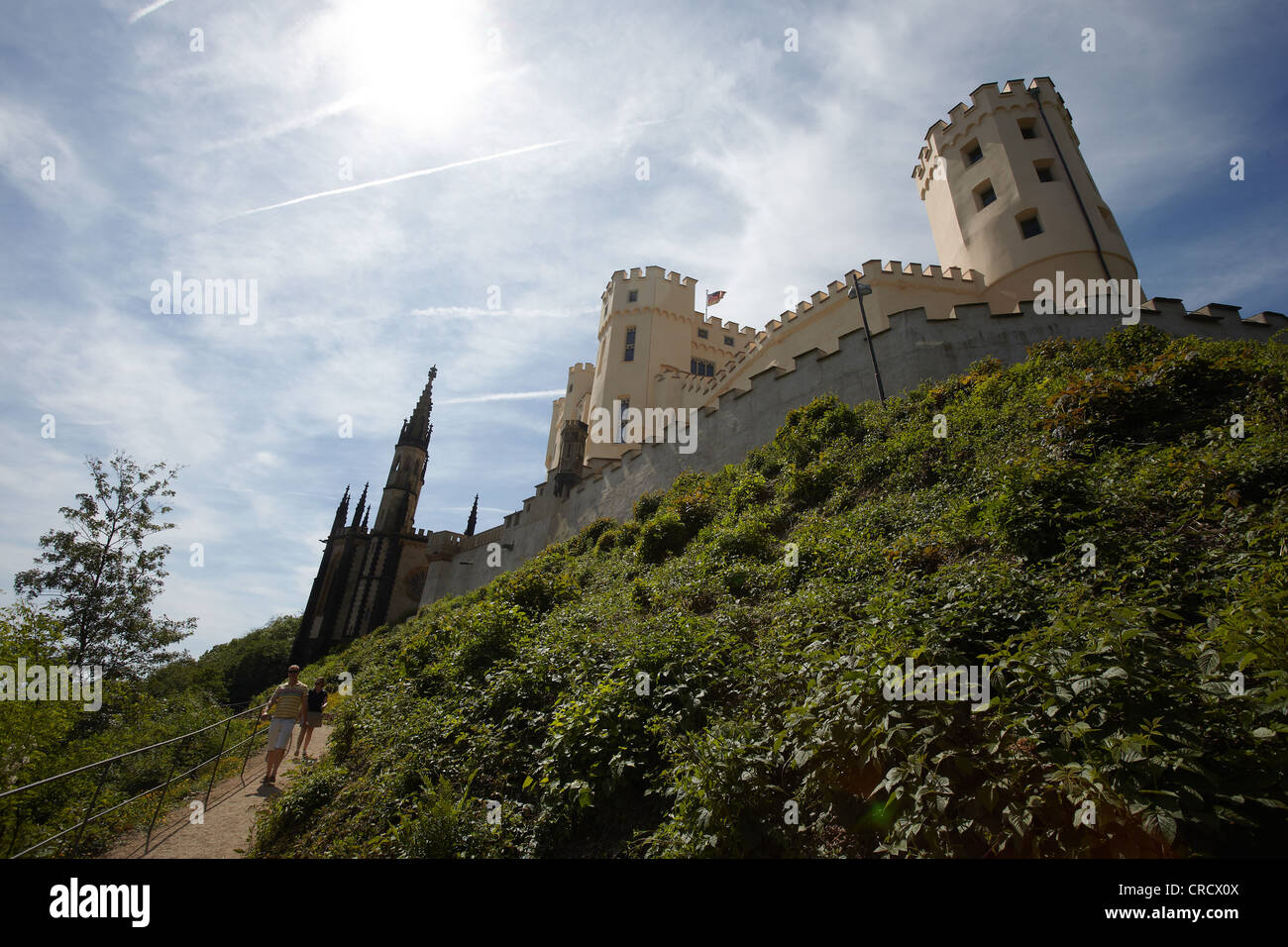 Schloss Stolzenfels Castle on the Rhine, Koblenz, UNESCO World Heritage Site, Upper Middle Rhine Valley, Rhineland-Palatinate Stock Photo