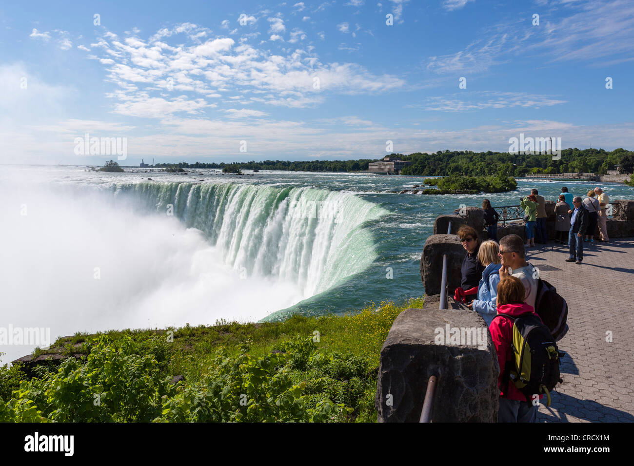 Tourists viewing the Horseshoe Falls from the Canadian side, Niagara Falls , Ontario, Canada Stock Photo
